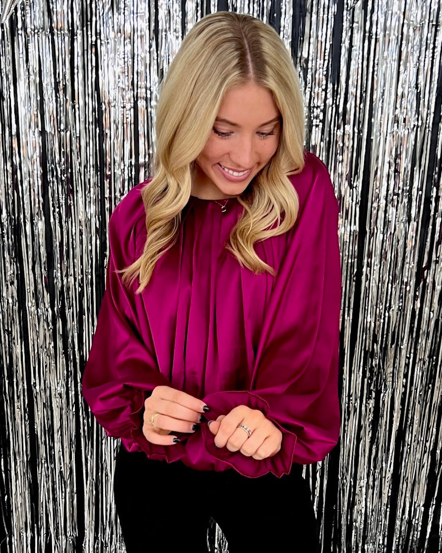 Do Your Thing Fuchsia Satin Top-Shop-Womens-Boutique-Clothing