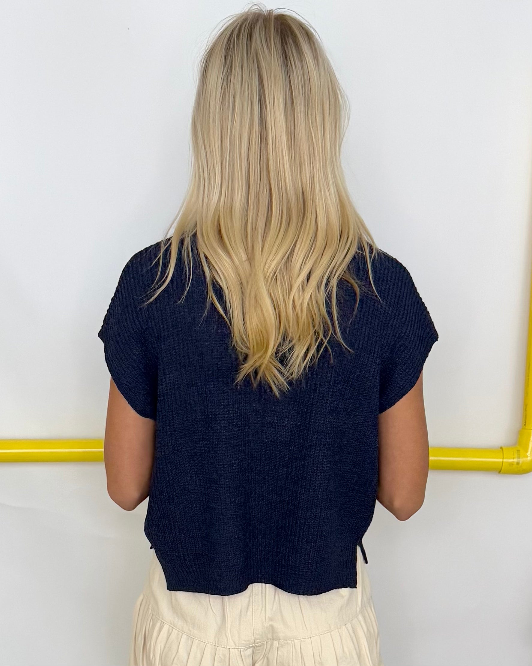 Softer Side Navy Split Neck Sweater-Shop-Womens-Boutique-Clothing