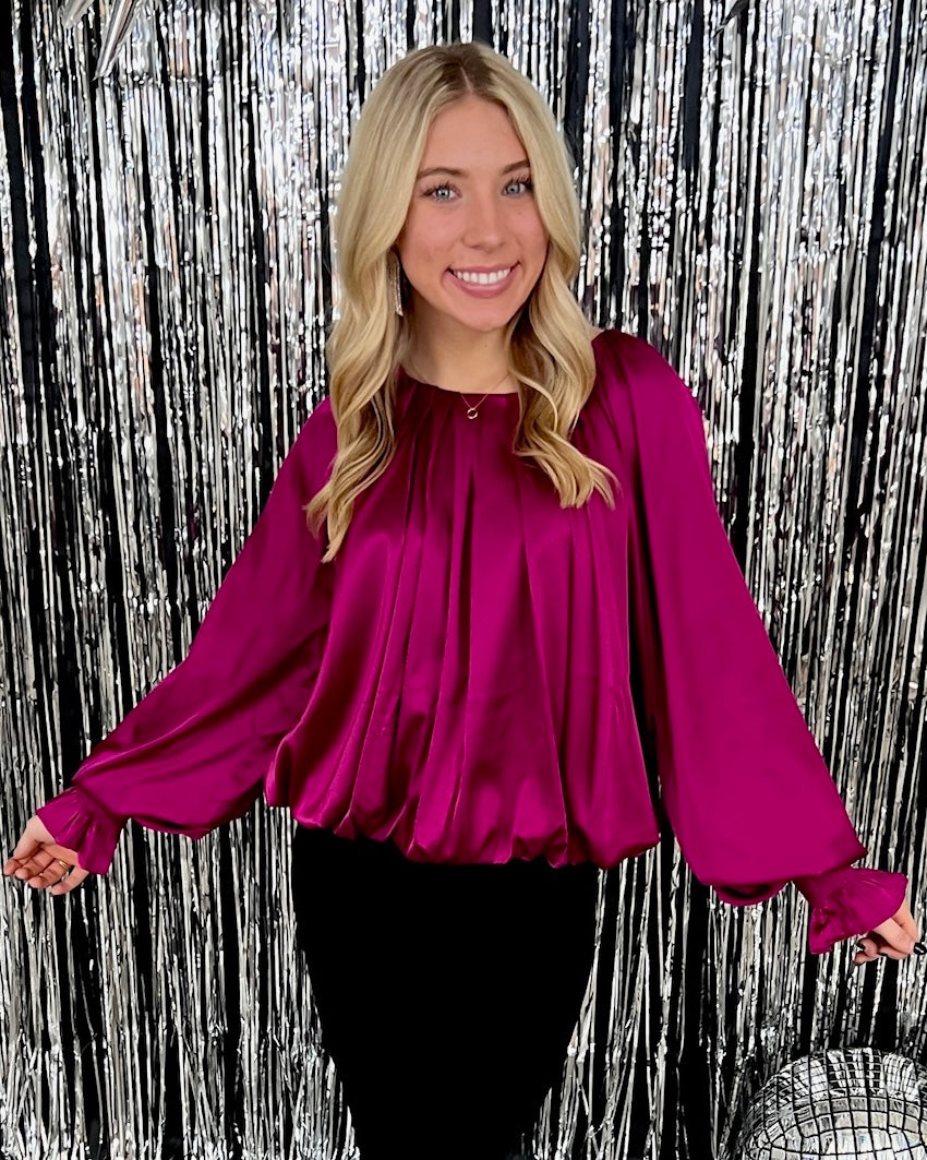 Do Your Thing Fuchsia Satin Top-Shop-Womens-Boutique-Clothing