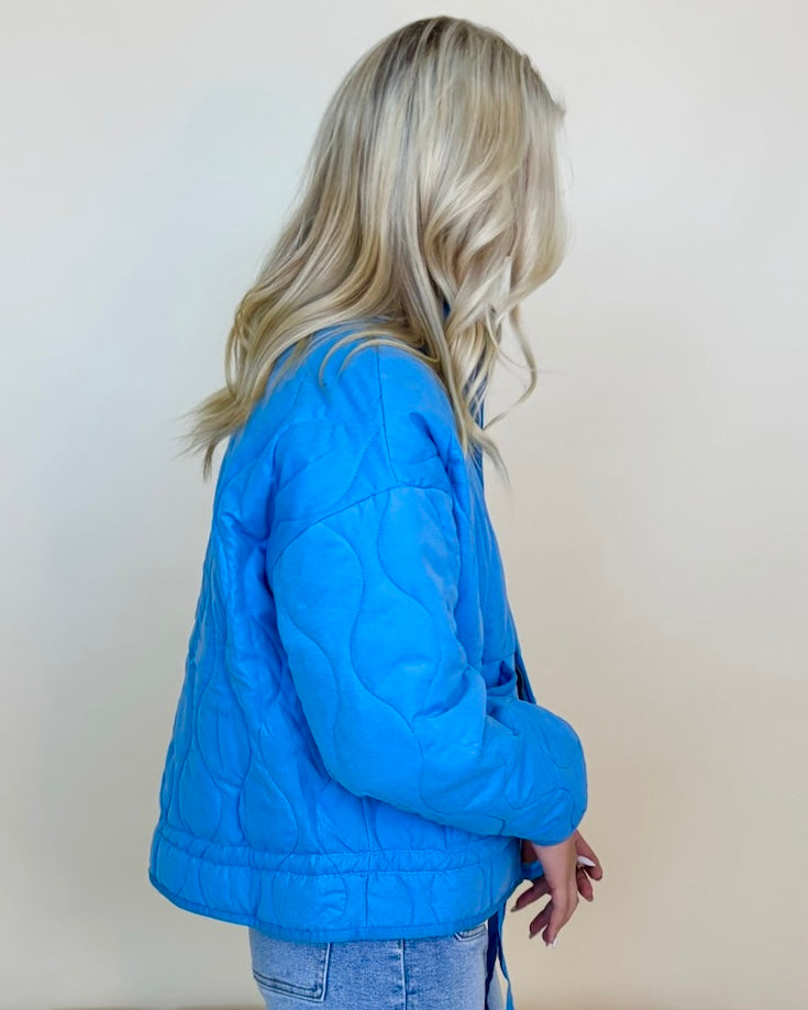 Crisp Air Ocean Blue Quilted Jacket-Shop-Womens-Boutique-Clothing