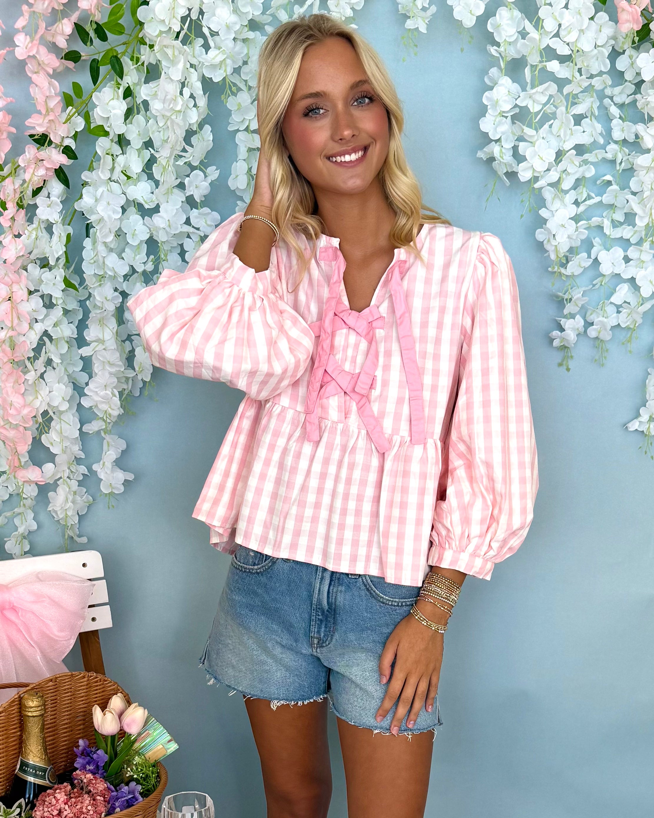Take The Day Baby Pink Gingham Top-Shop-Womens-Boutique-Clothing