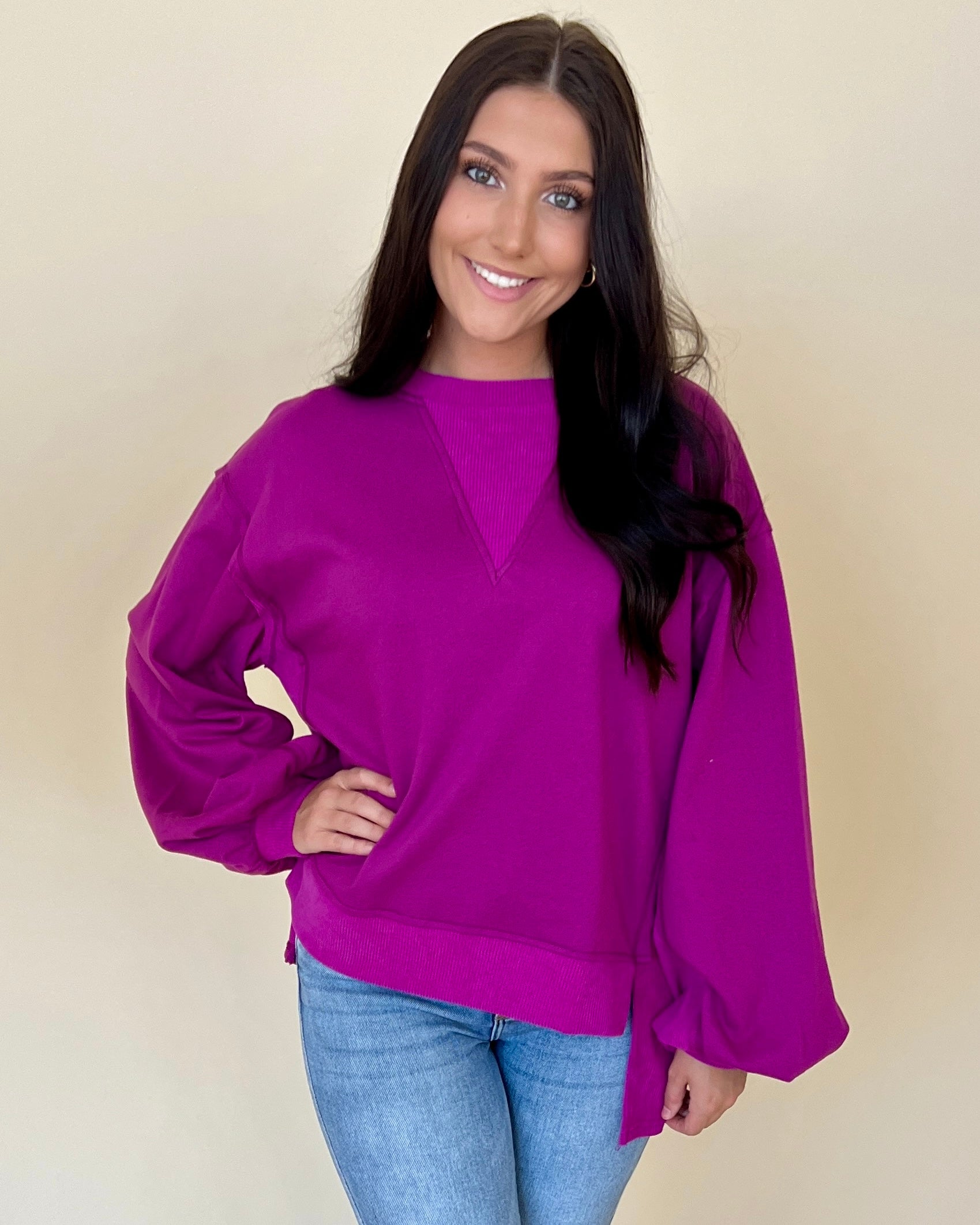 Found Love At Last Plum French Terry Ribbed Top-Shop-Womens-Boutique-Clothing