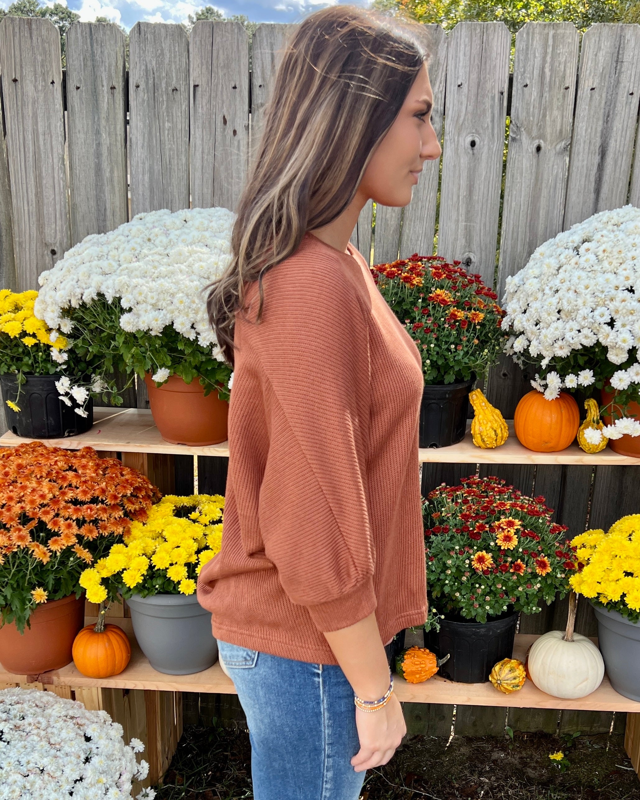 Beautiful Feeling Cinnamon Rib Knit Top-Shop-Womens-Boutique-Clothing