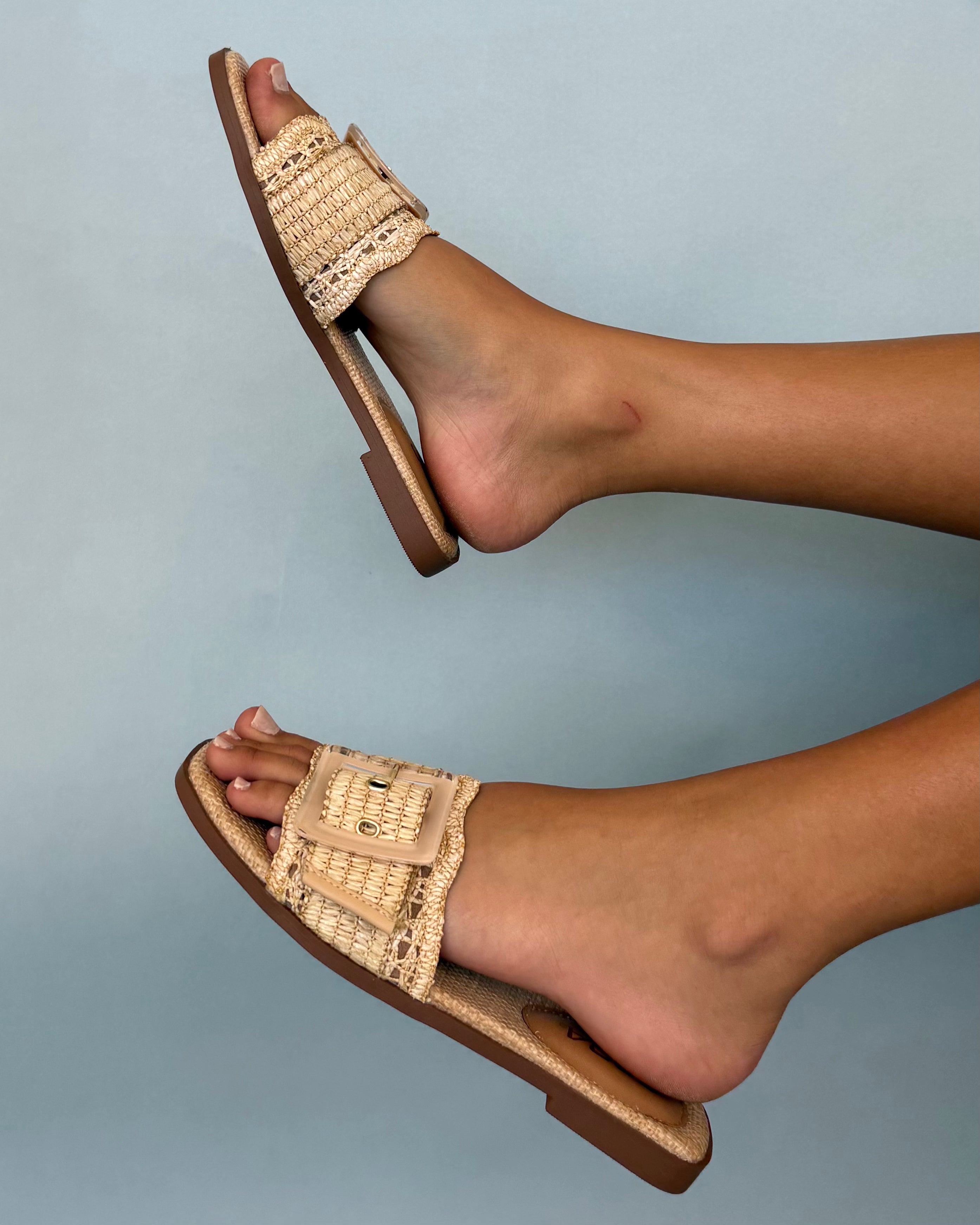 Lola Natural Raffia Buckle Sandal-Shop-Womens-Boutique-Clothing