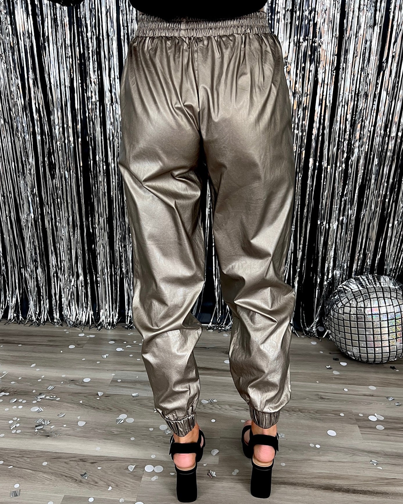 This Is It Silver Faux Leather Joggers-Shop-Womens-Boutique-Clothing