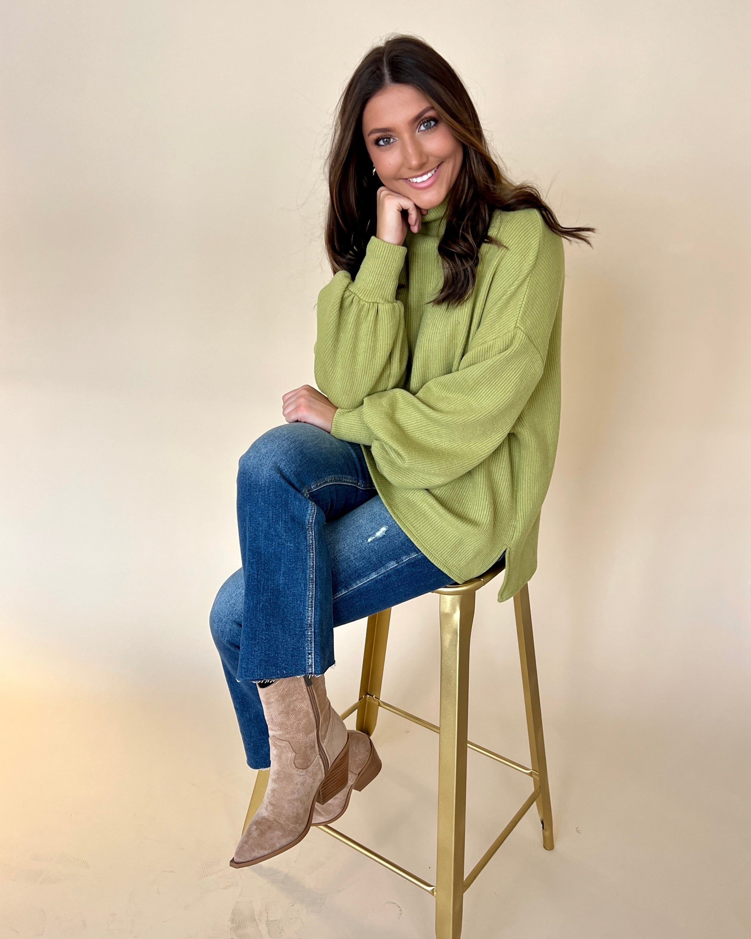 Hold Me Close Green Turtleneck Sweater-Shop-Womens-Boutique-Clothing