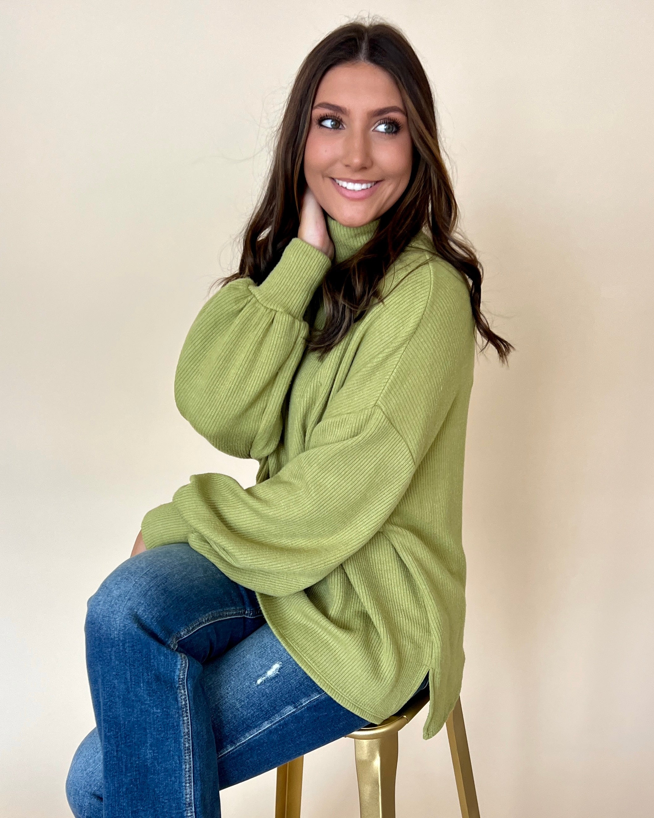 Hold Me Close Green Turtleneck Sweater-Shop-Womens-Boutique-Clothing