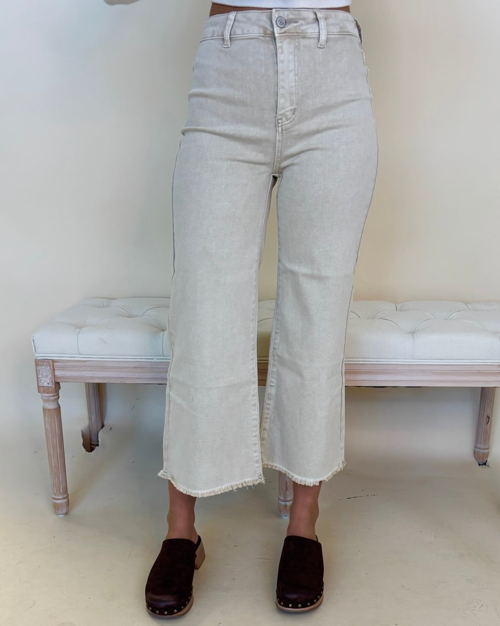 Final Class Sand Beige Acid Washed Straight Pants-Shop-Womens-Boutique-Clothing
