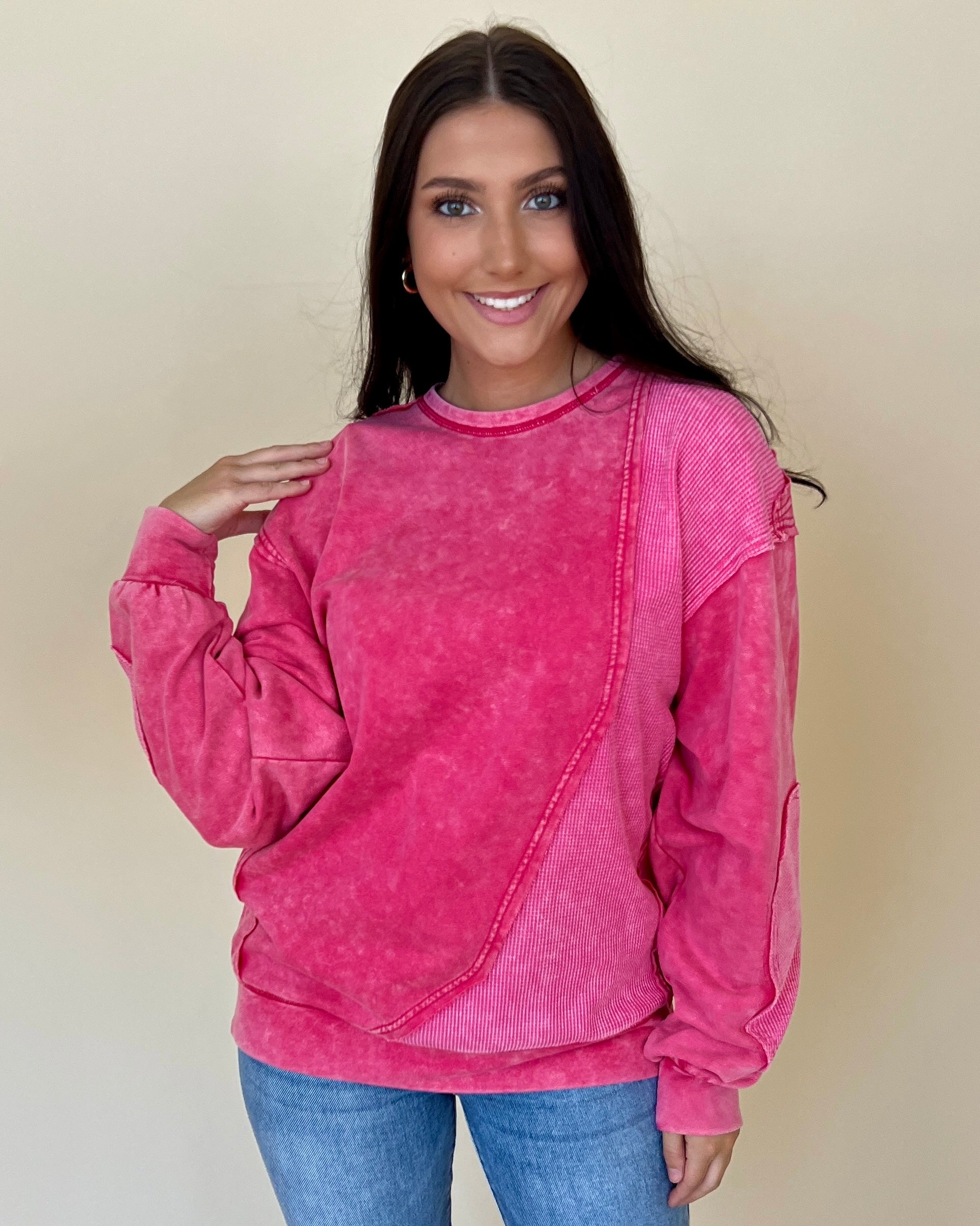 Anything Counts Vintage Fuchsia Mineral Wash Top-Shop-Womens-Boutique-Clothing
