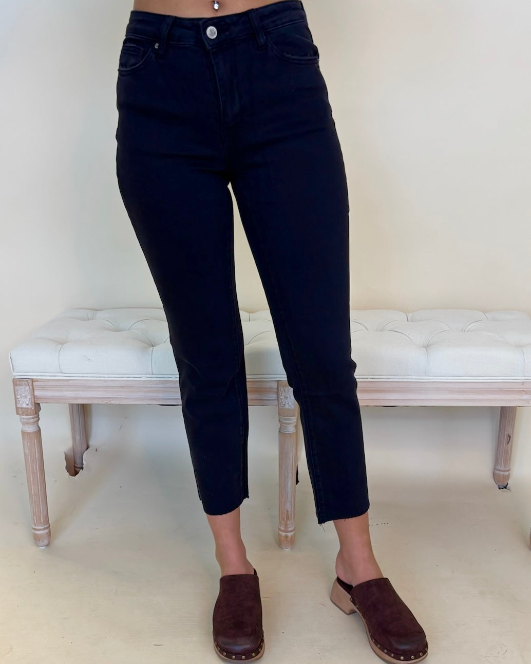 Final Class Black Acid Washed Straight Pants-Shop-Womens-Boutique-Clothing