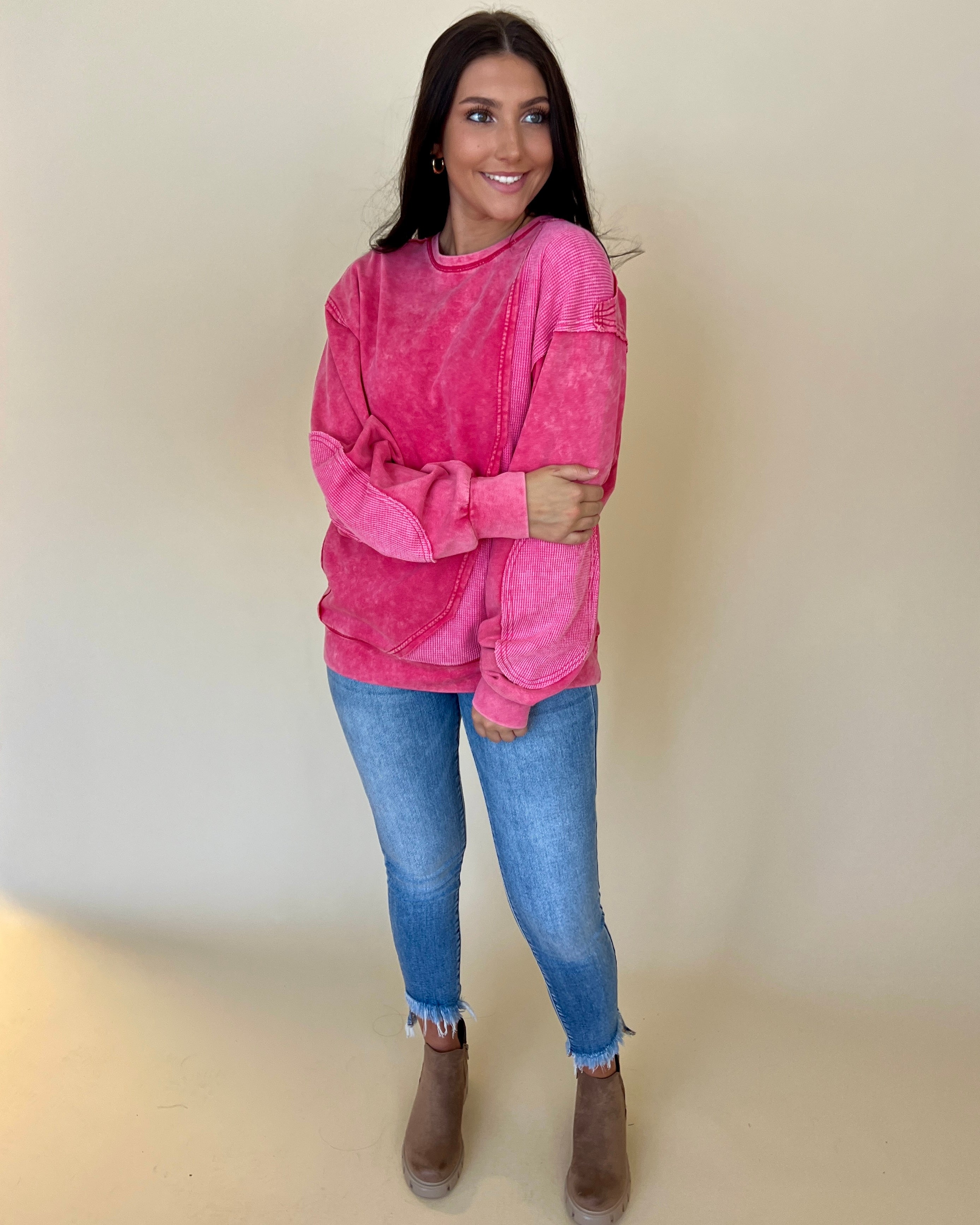 Anything Counts Vintage Fuchsia Mineral Wash Top-Shop-Womens-Boutique-Clothing