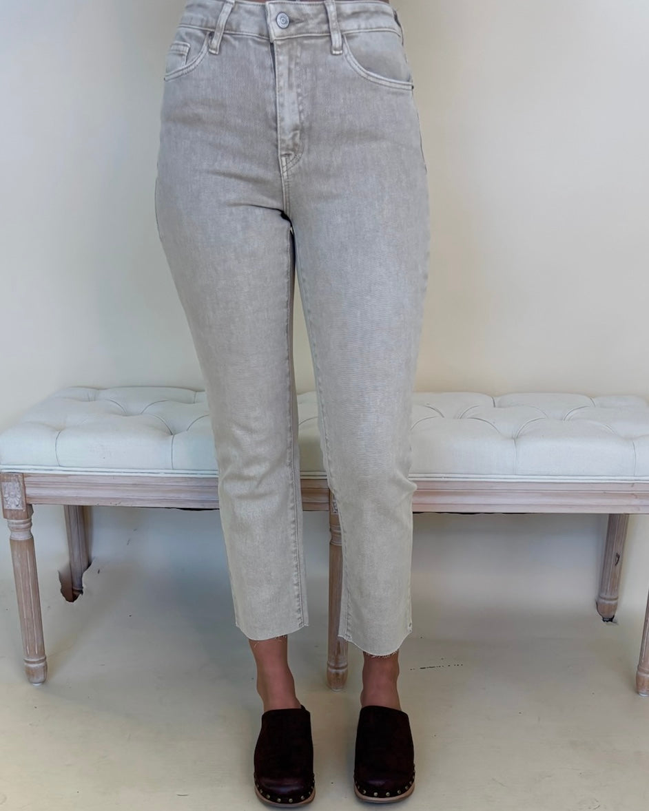 Final Class Ash Mocha Acid Washed Straight Pants-Shop-Womens-Boutique-Clothing