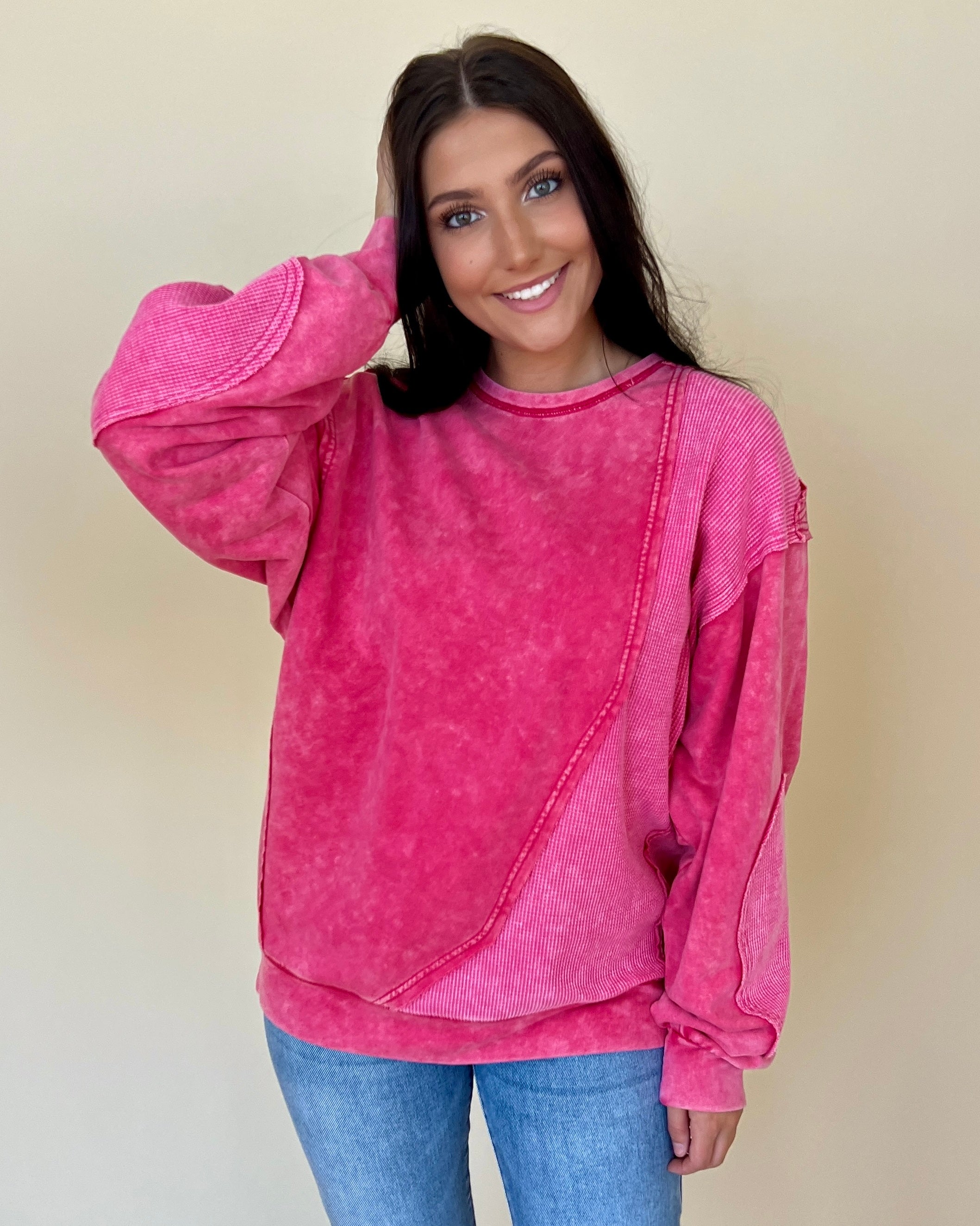 Anything Counts Vintage Fuchsia Mineral Wash Top-Shop-Womens-Boutique-Clothing