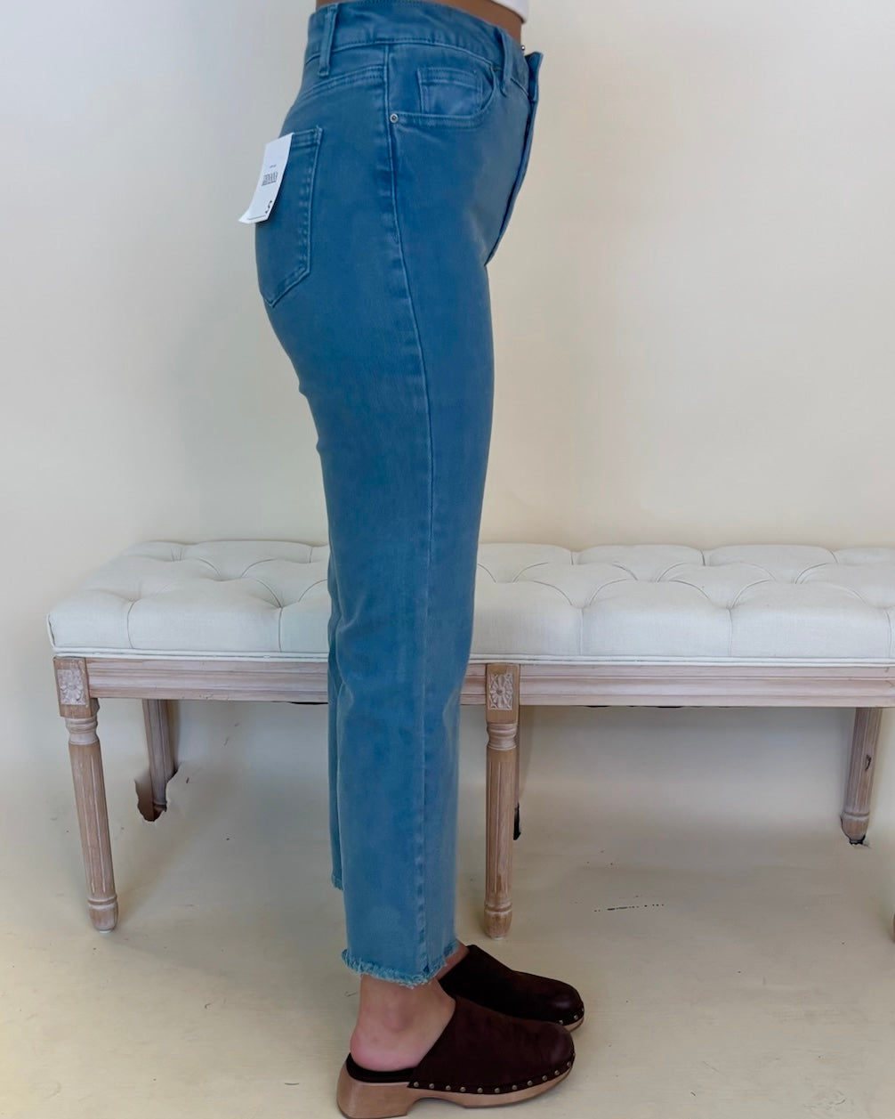 Feeling Close Teal Acid Washed Frayed Bootcut Pants-Shop-Womens-Boutique-Clothing