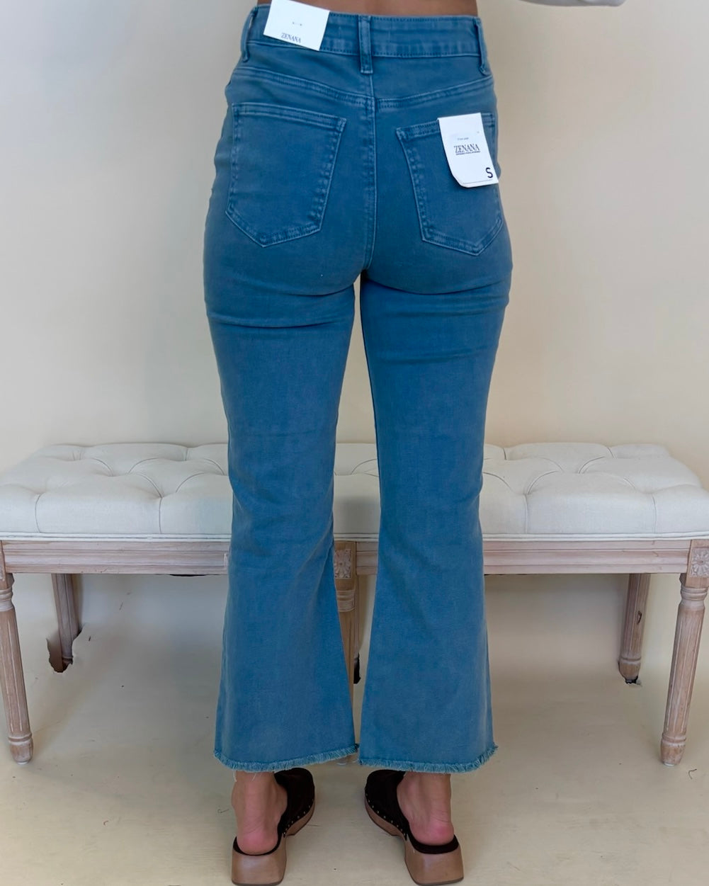 Feeling Close Teal Acid Washed Frayed Bootcut Pants-Shop-Womens-Boutique-Clothing
