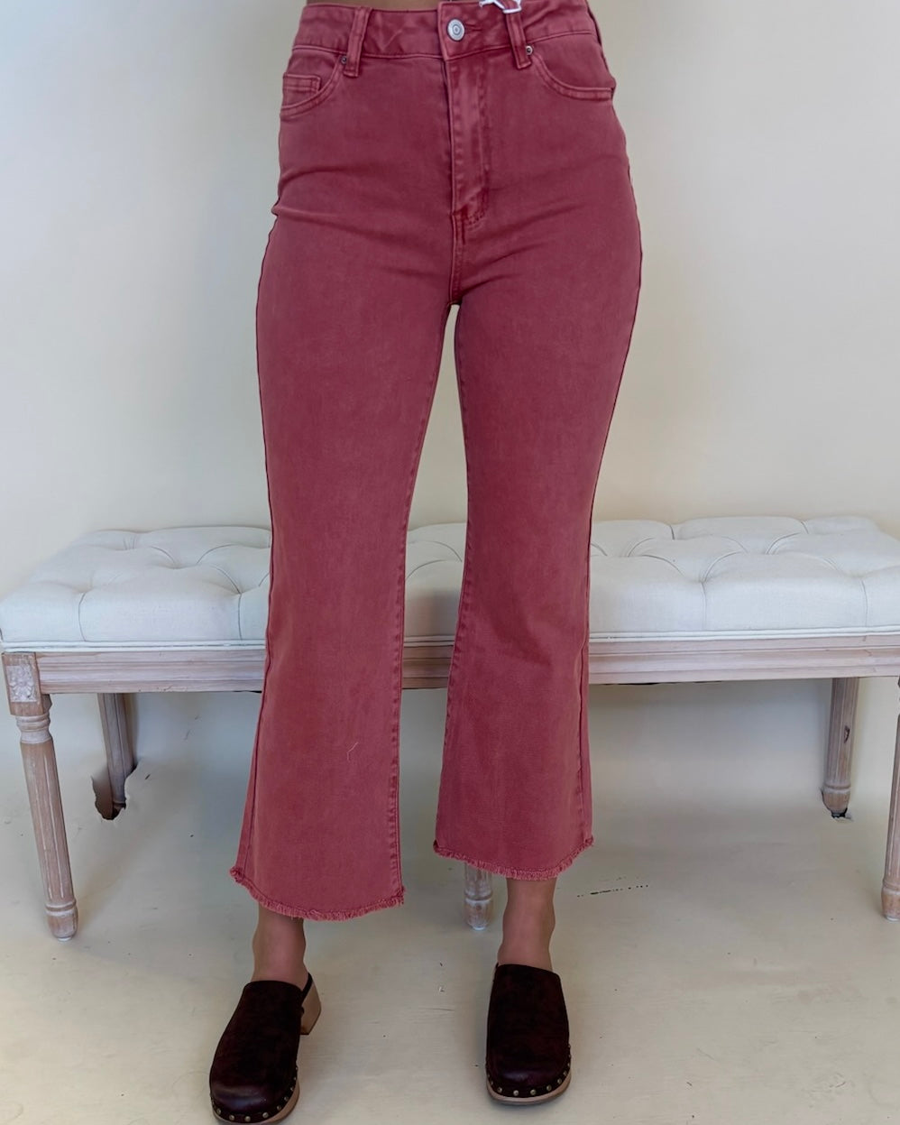 Chit Chat Cabernet Acid High Waist Fray Jeans-Shop-Womens-Boutique-Clothing