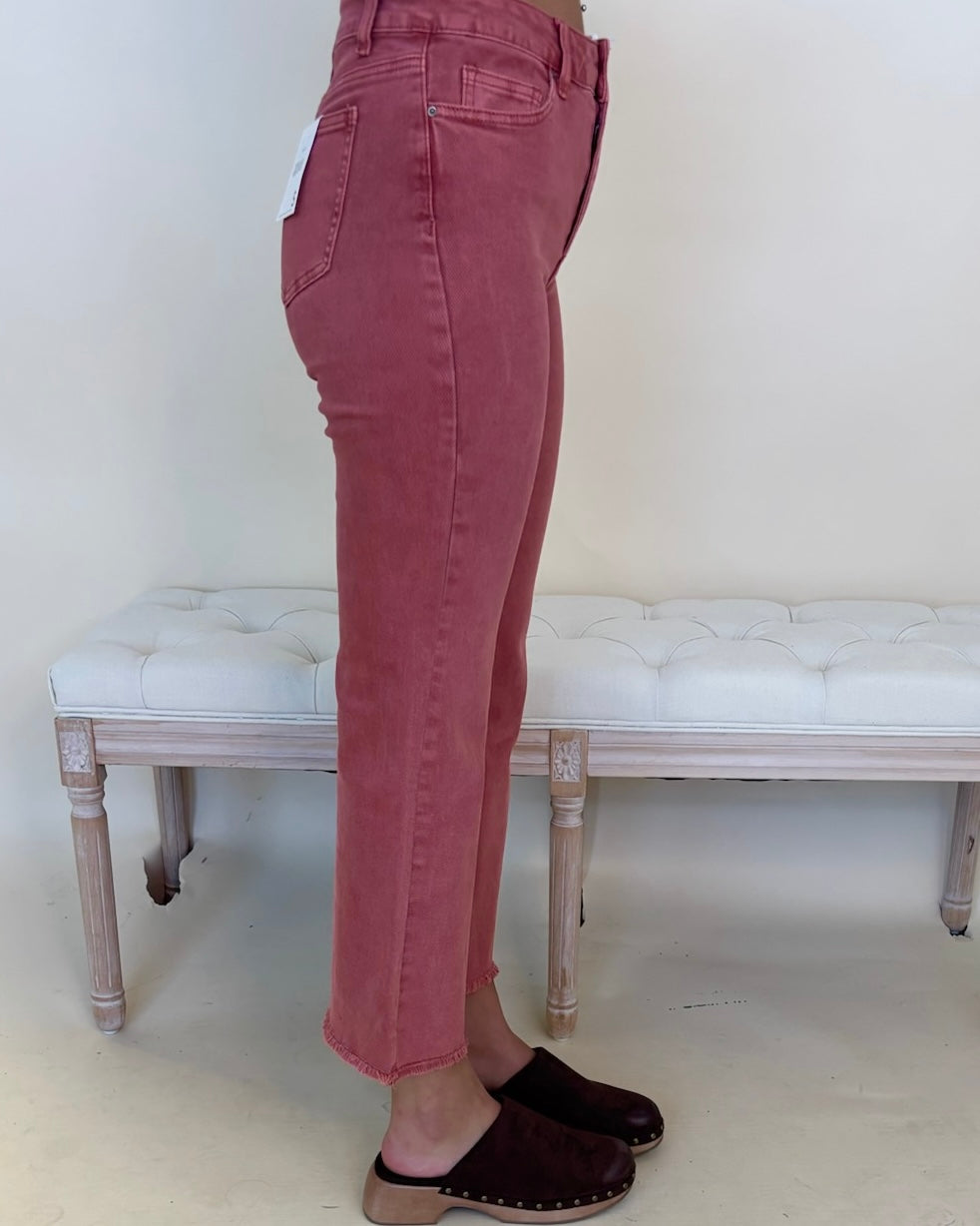 Chit Chat Cabernet Acid High Waist Fray Jeans-Shop-Womens-Boutique-Clothing