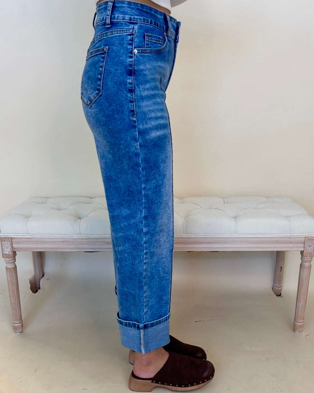 Time Goes By Denim Cuffed Straight Jean-Shop-Womens-Boutique-Clothing