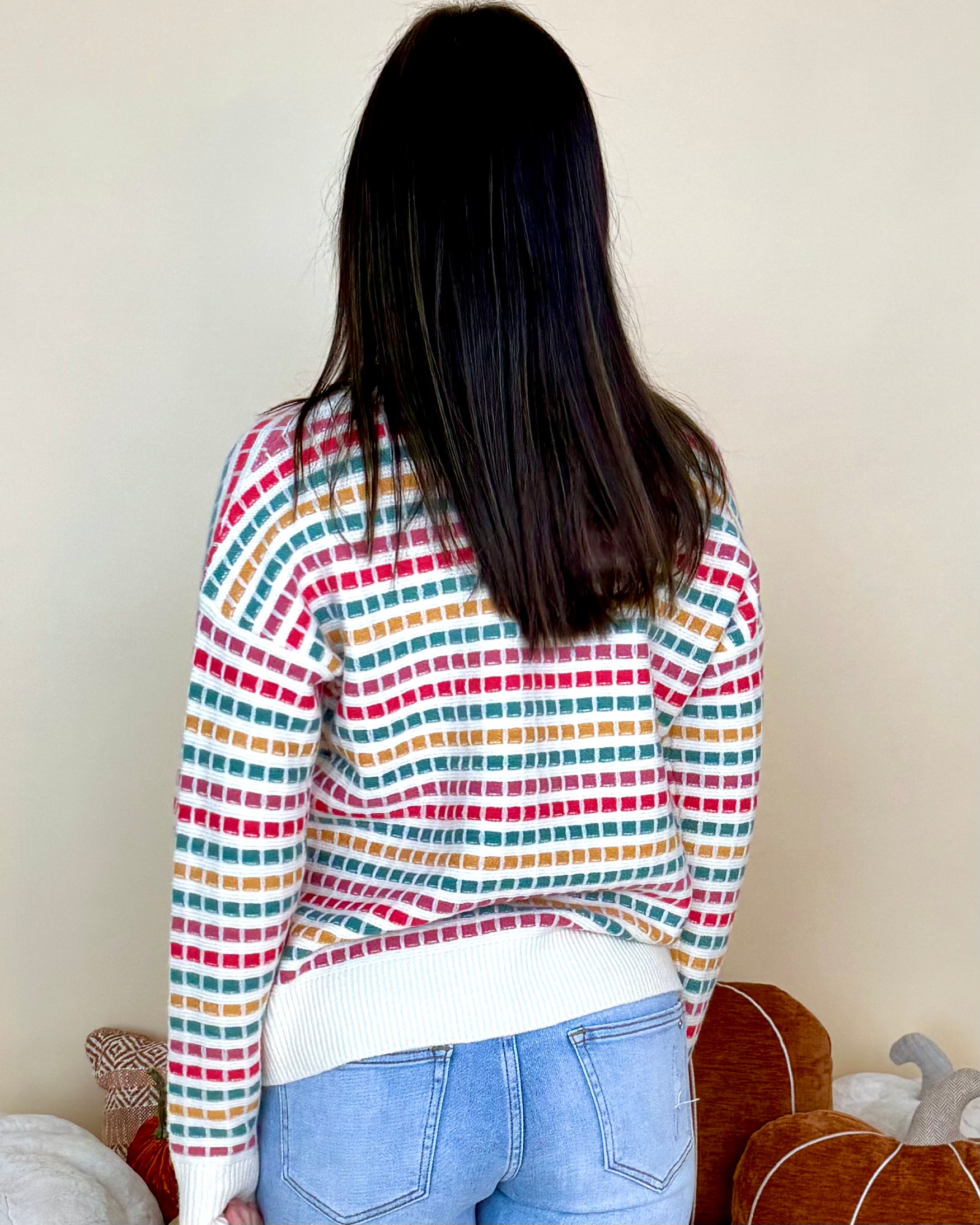 Into The Groove Multicolor Texture Striped Sweater-Shop-Womens-Boutique-Clothing
