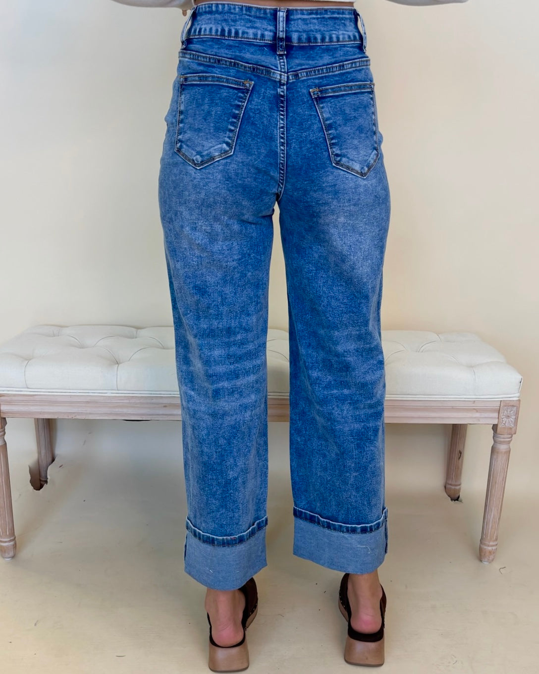 Time Goes By Denim Cuffed Straight Jean-Shop-Womens-Boutique-Clothing