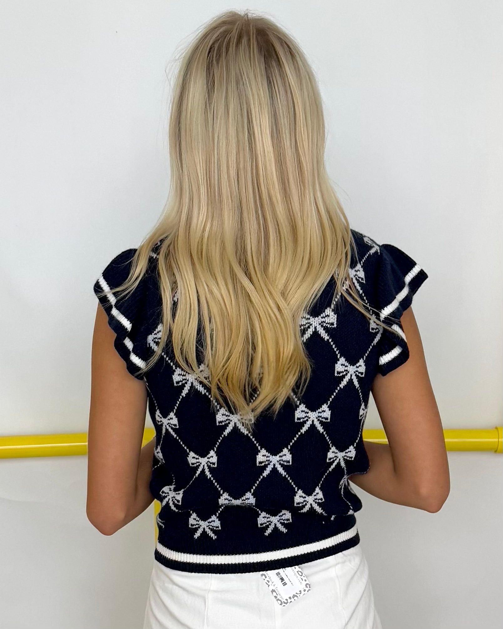 No Convincing Navy Bow Ruffle Sweater-Shop-Womens-Boutique-Clothing