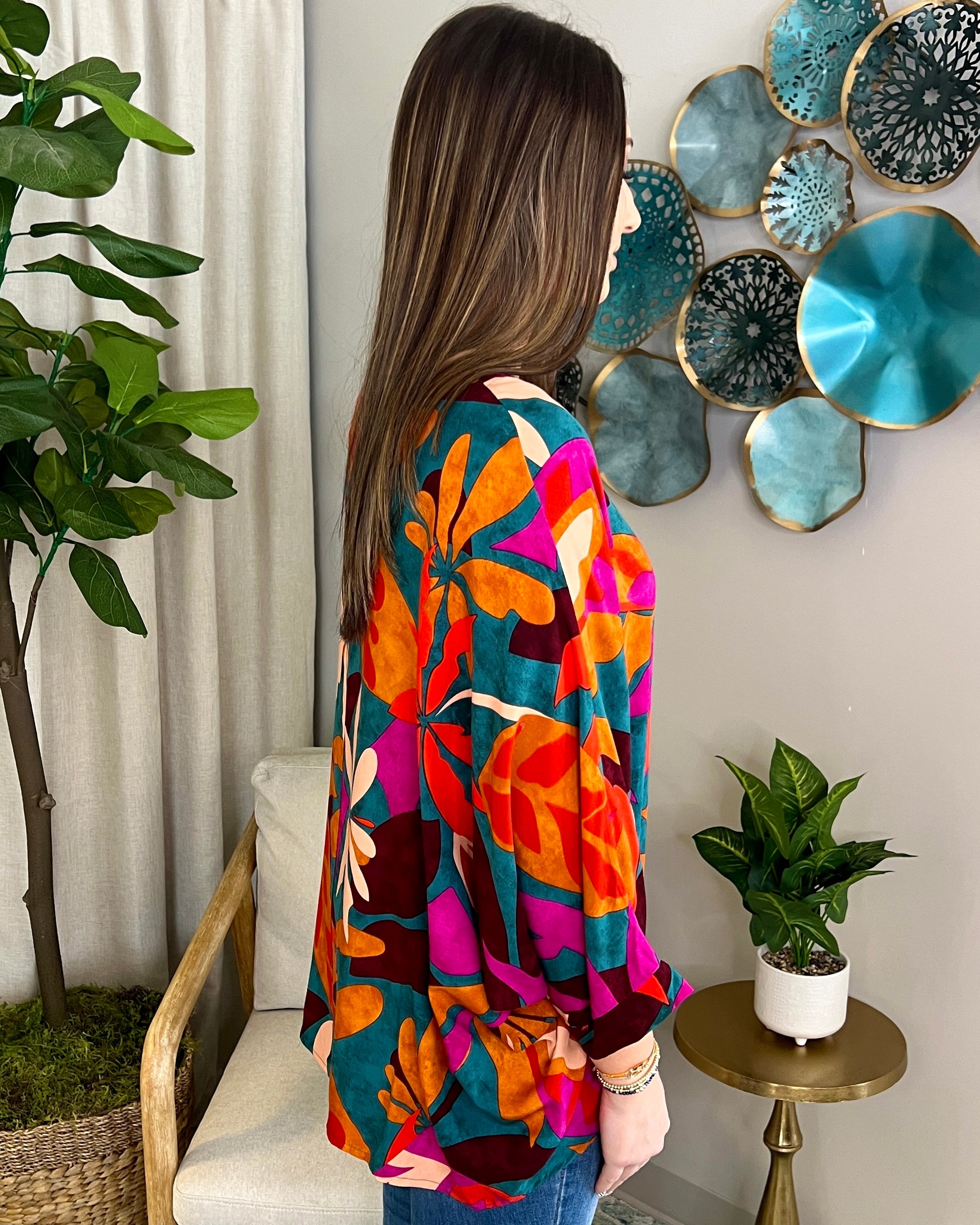 Filled With Hope Teal Mix Floral Top-Shop-Womens-Boutique-Clothing