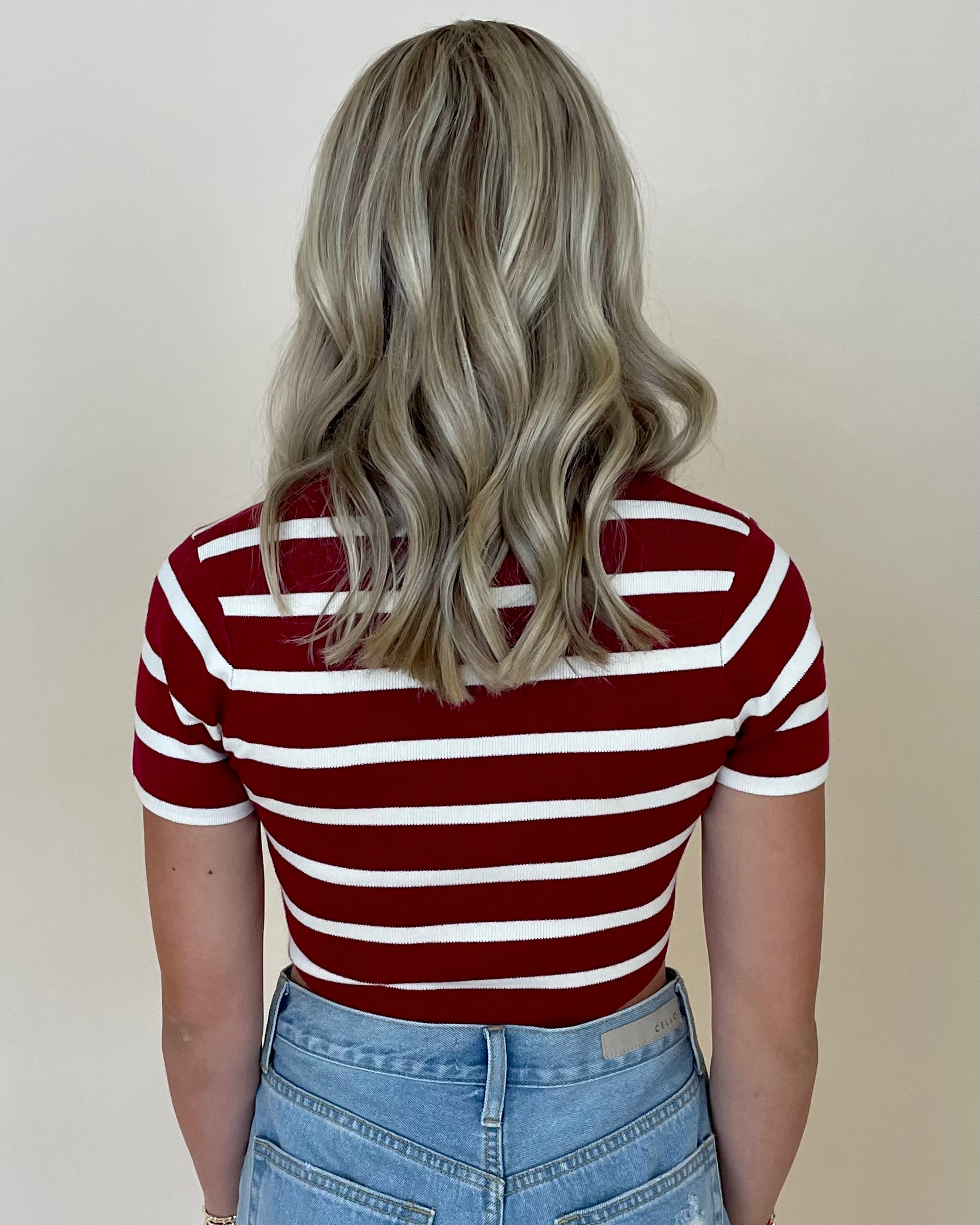 First Pick Burgundy-Cream Striped Top-Shop-Womens-Boutique-Clothing