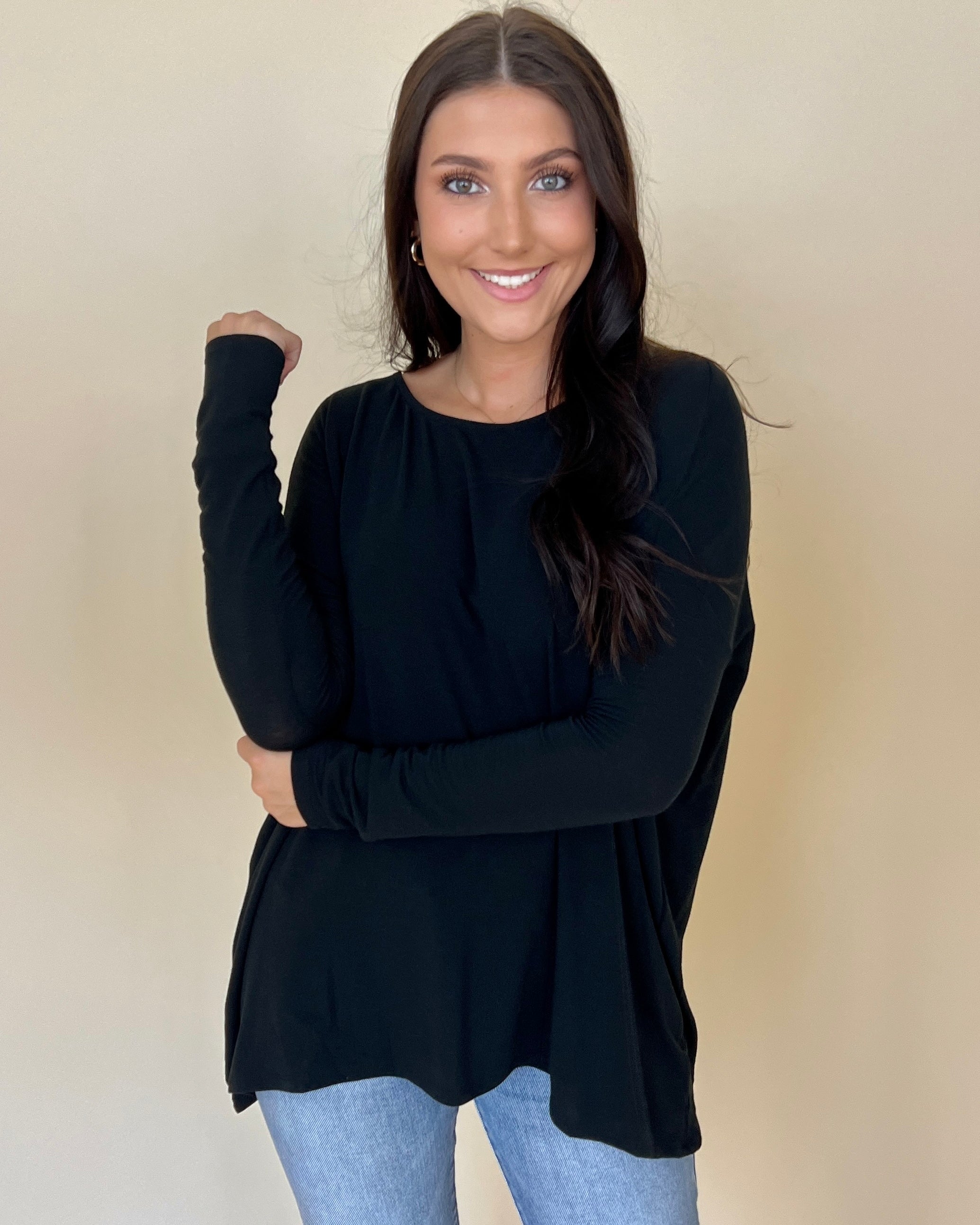 Trying Your Best Black Round Neck Top-Shop-Womens-Boutique-Clothing