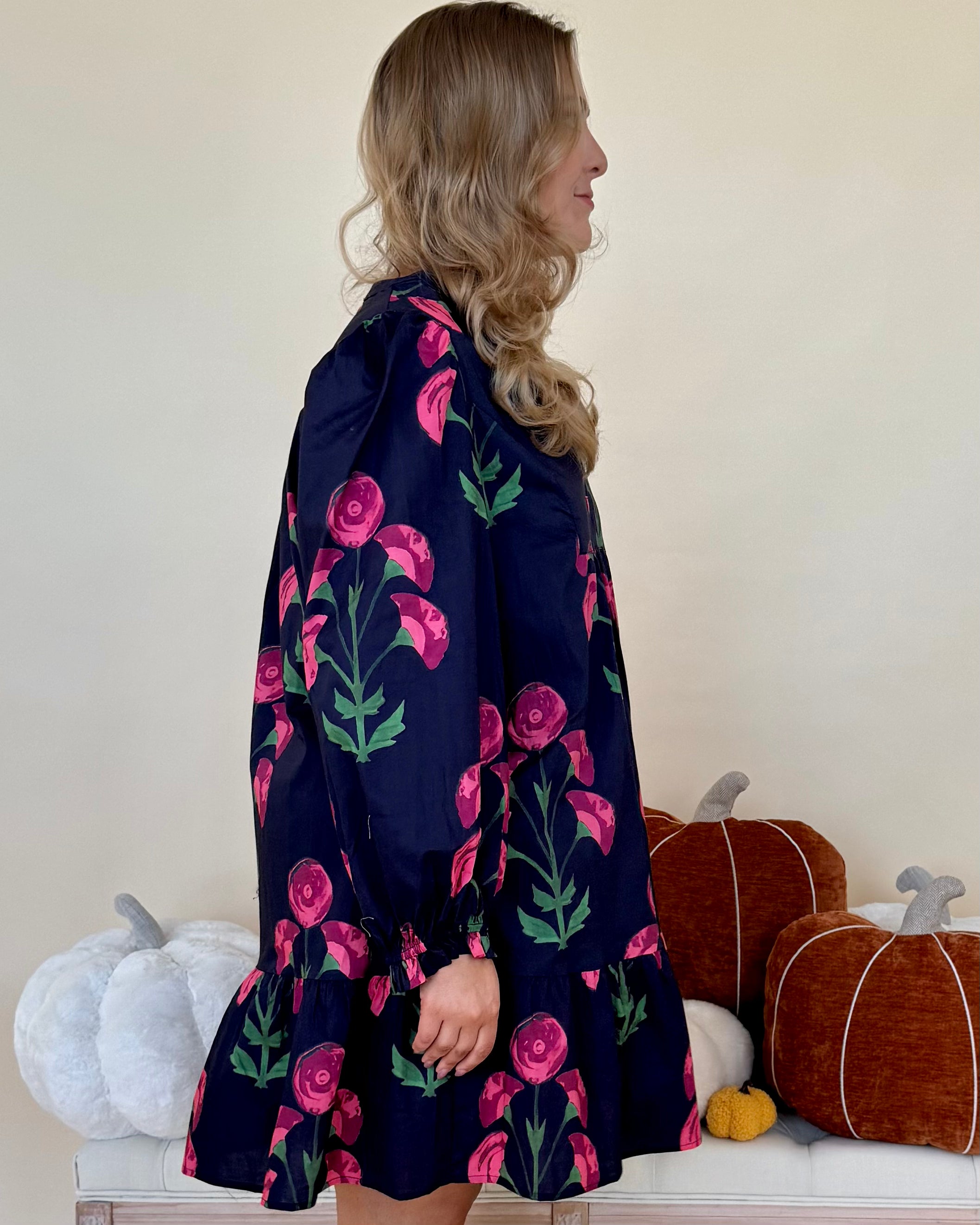 Make It Count Navy Plus Floral Babydoll Dress-Shop-Womens-Boutique-Clothing