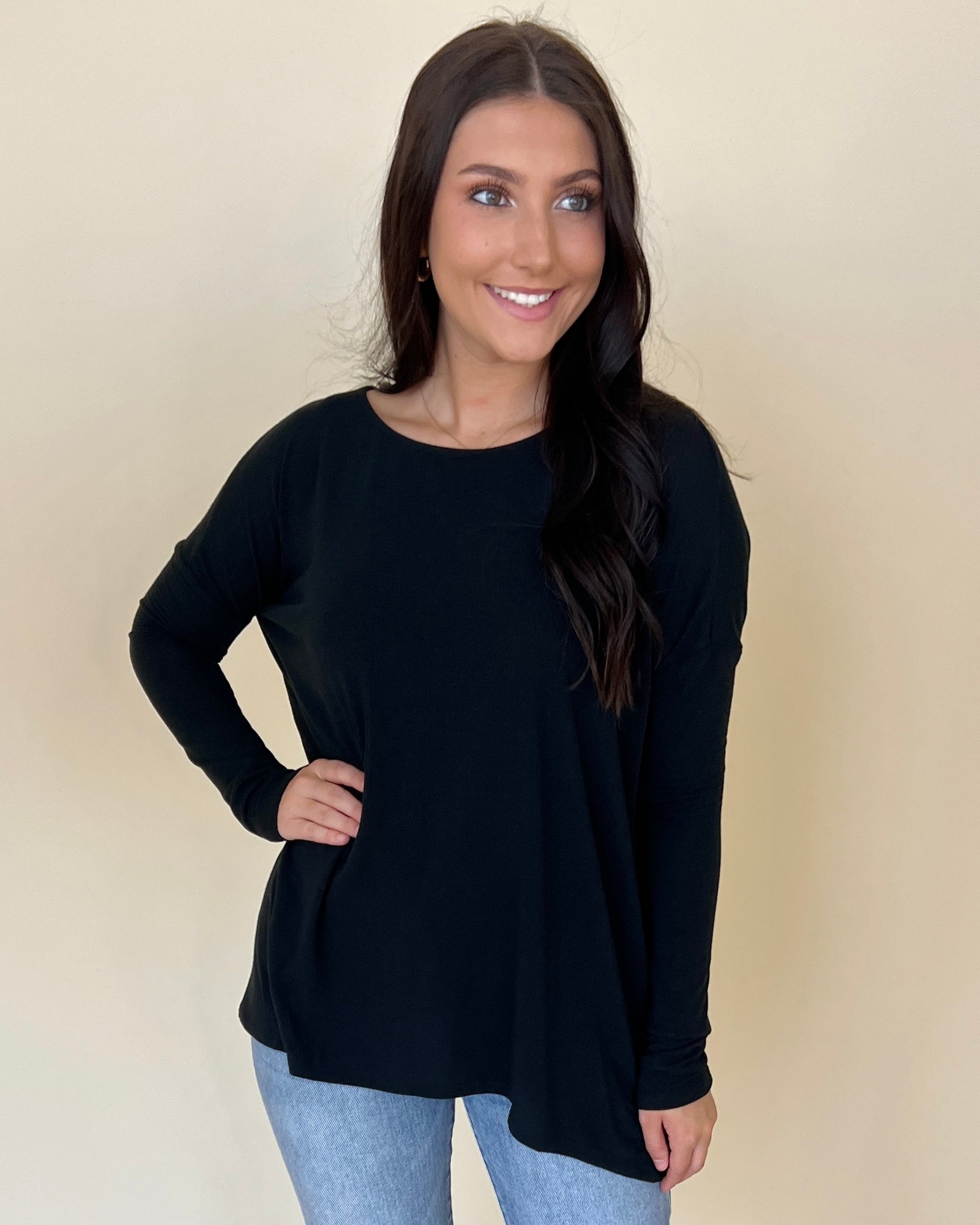 Trying Your Best Black Round Neck Top-Shop-Womens-Boutique-Clothing