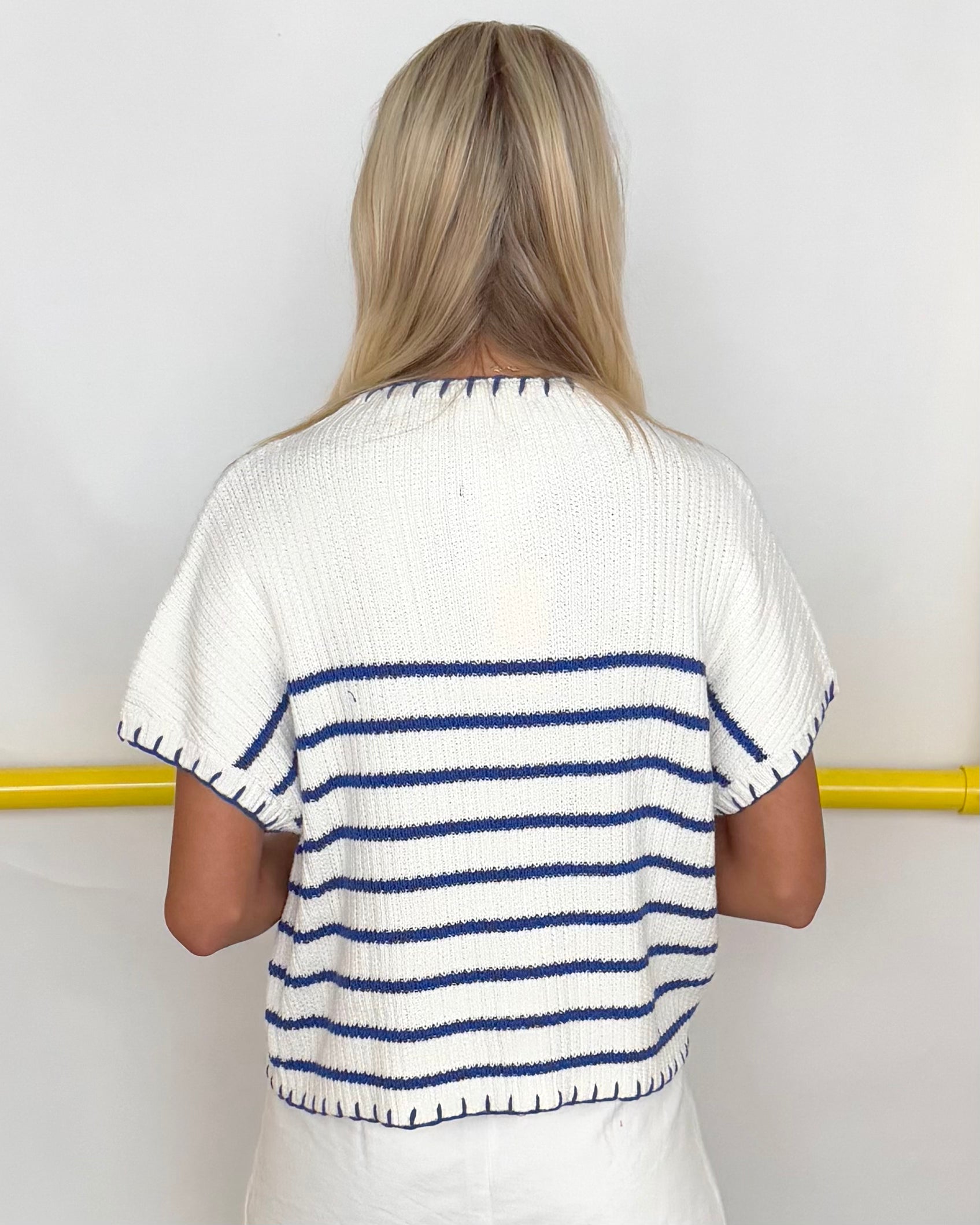 Now You Off White Striped Stitch Sweater-Shop-Womens-Boutique-Clothing