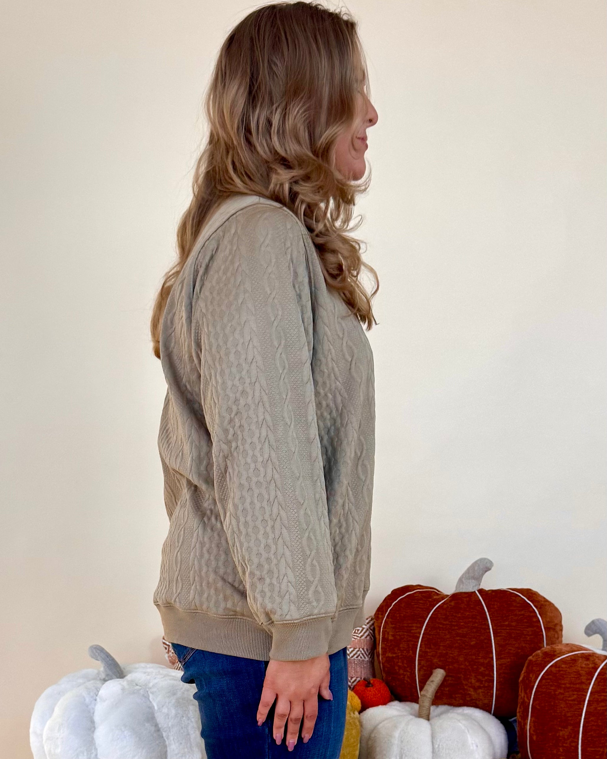 Soft Balance Plus Taupe Cable Top-Shop-Womens-Boutique-Clothing