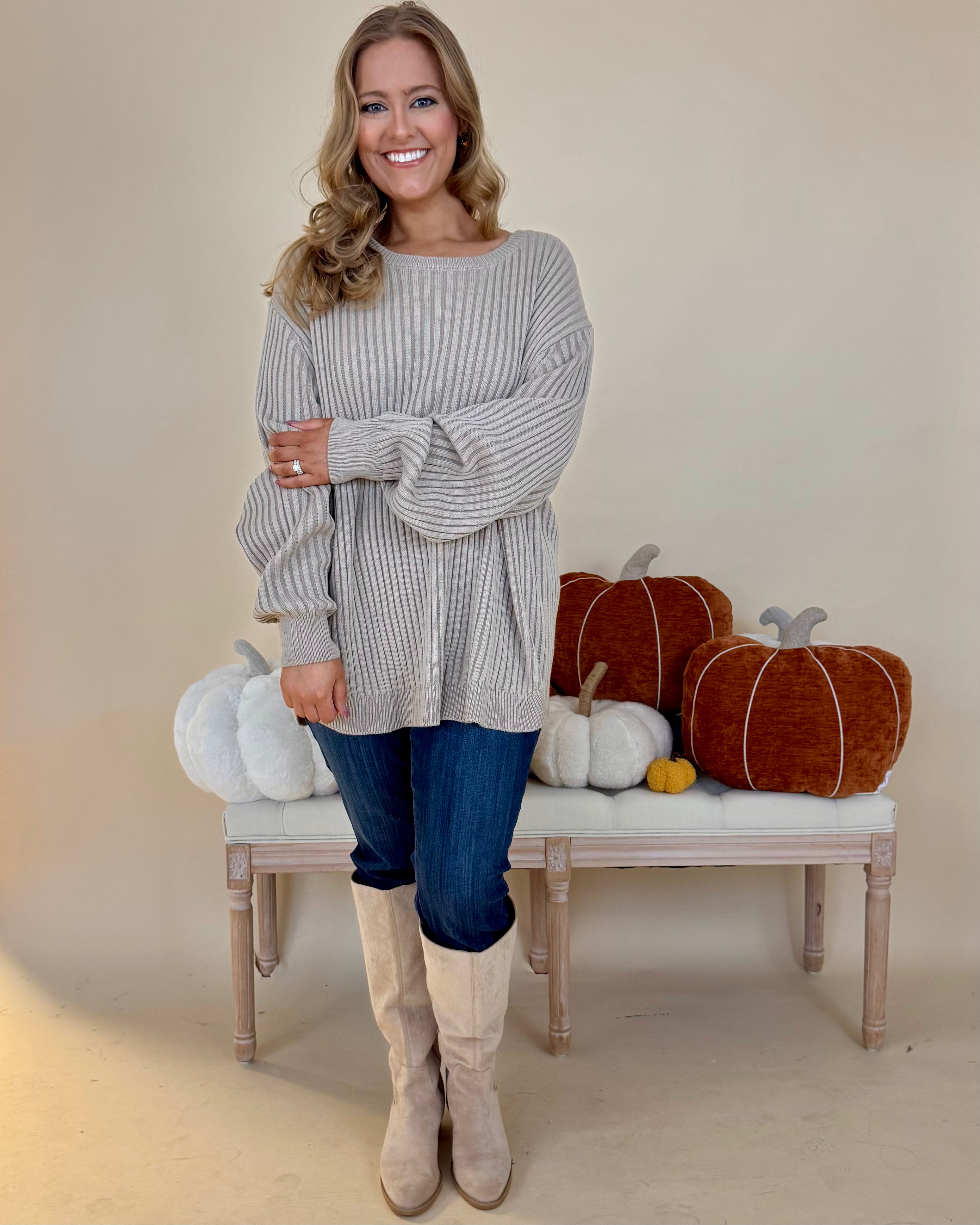 Capture This Lt Mocha Plus Two-tone Sweater-Shop-Womens-Boutique-Clothing