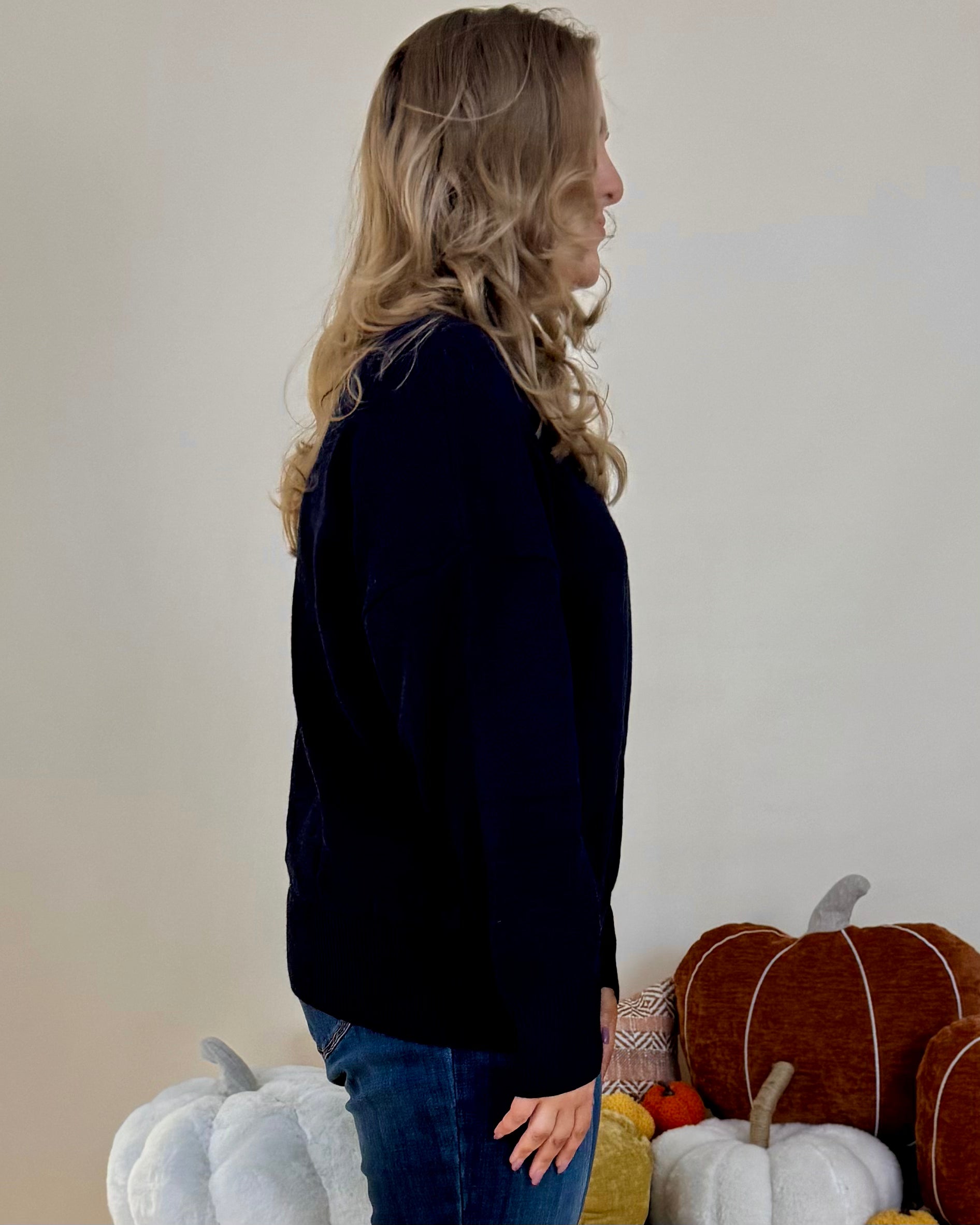 Clear Choice Navy Plus Seam Neck Sweater-Shop-Womens-Boutique-Clothing