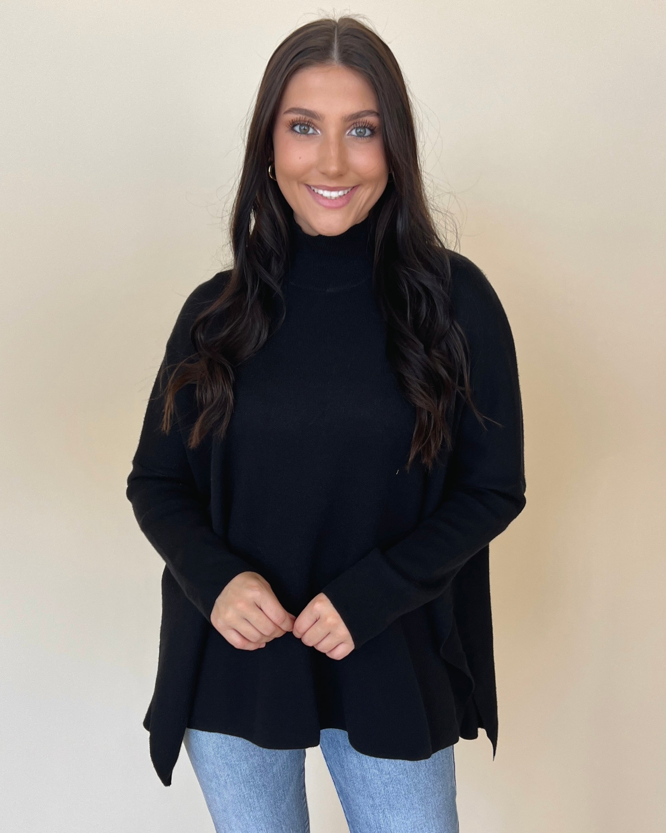 Don't Forget Me Black Turtleneck Solid Sweater-Shop-Womens-Boutique-Clothing