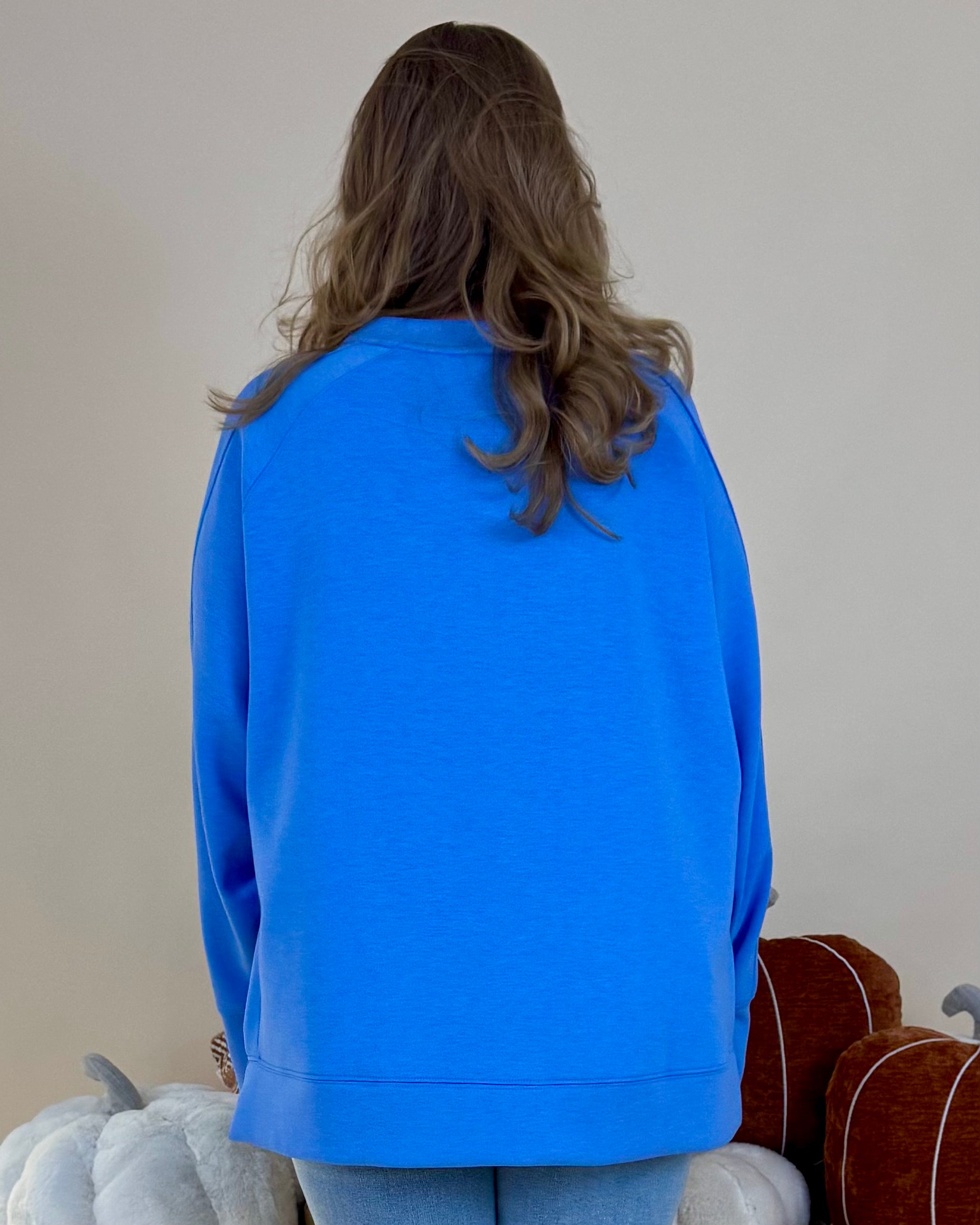 Chill Vibe Blue Plus Scuba Sweatshirt-Shop-Womens-Boutique-Clothing