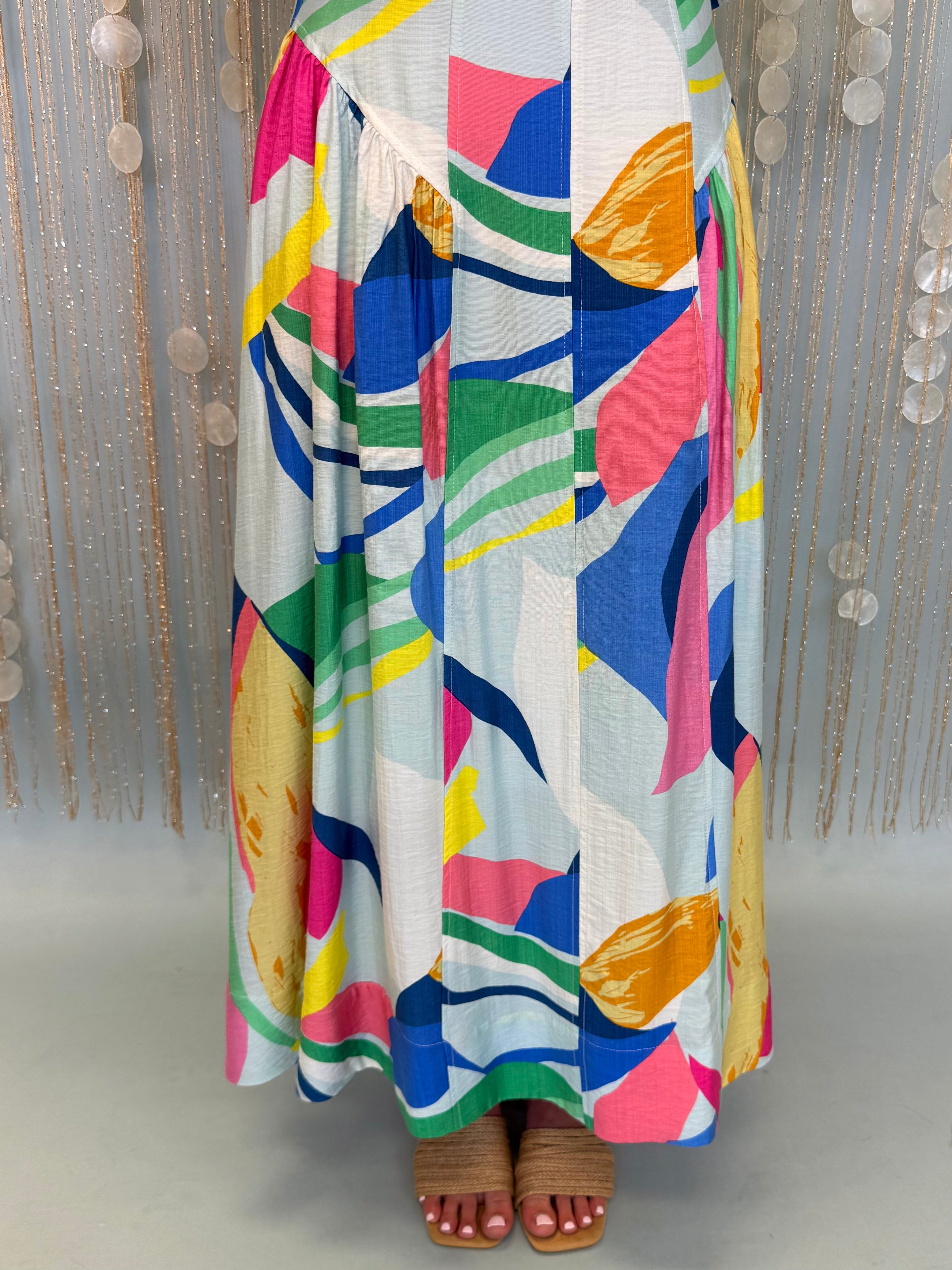 Feeling Vacay Sky Mix Abstract Basque Skirt-Shop-Womens-Boutique-Clothing