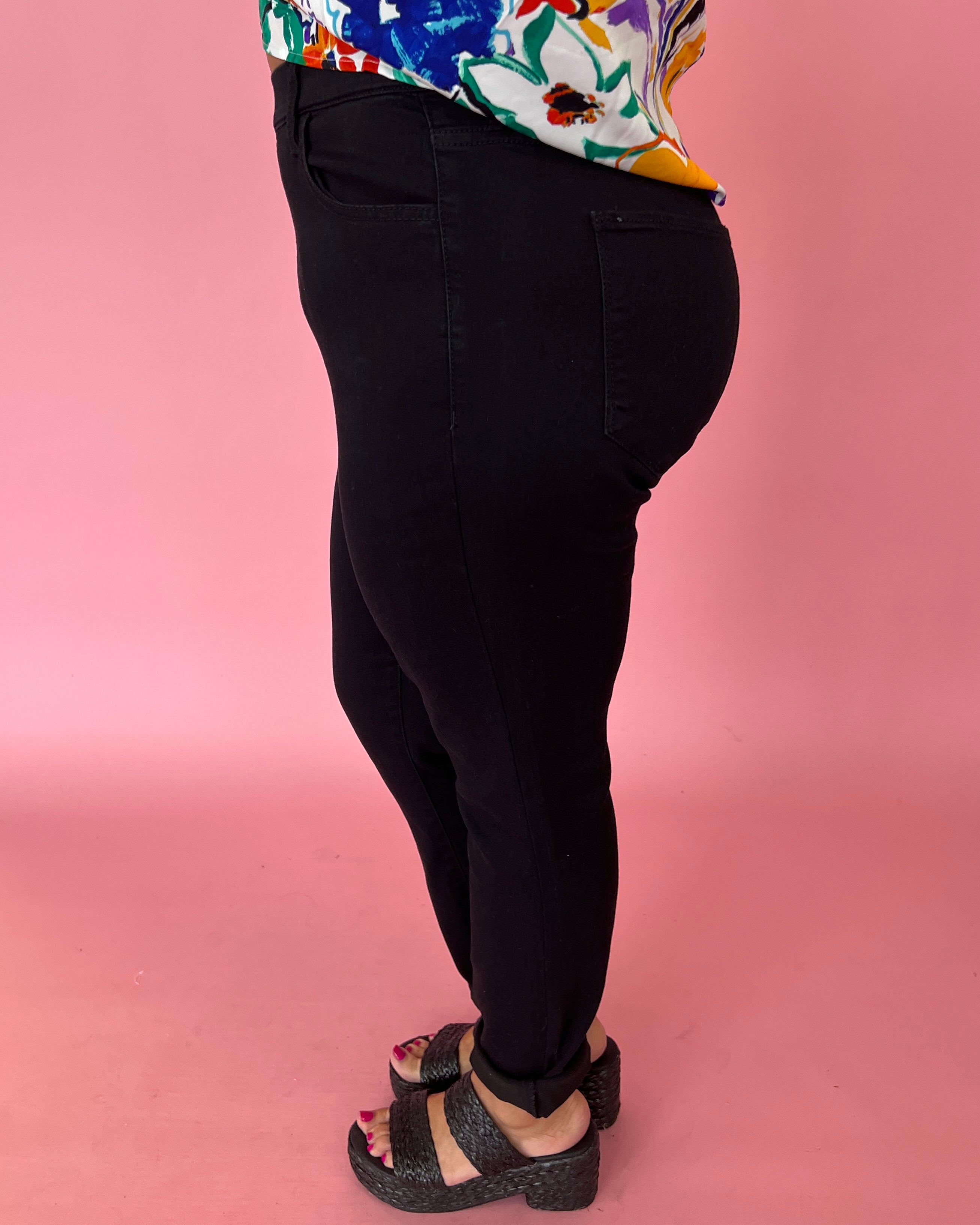 Casual Feelings Plus Black Pull On Jeans-Shop-Womens-Boutique-Clothing