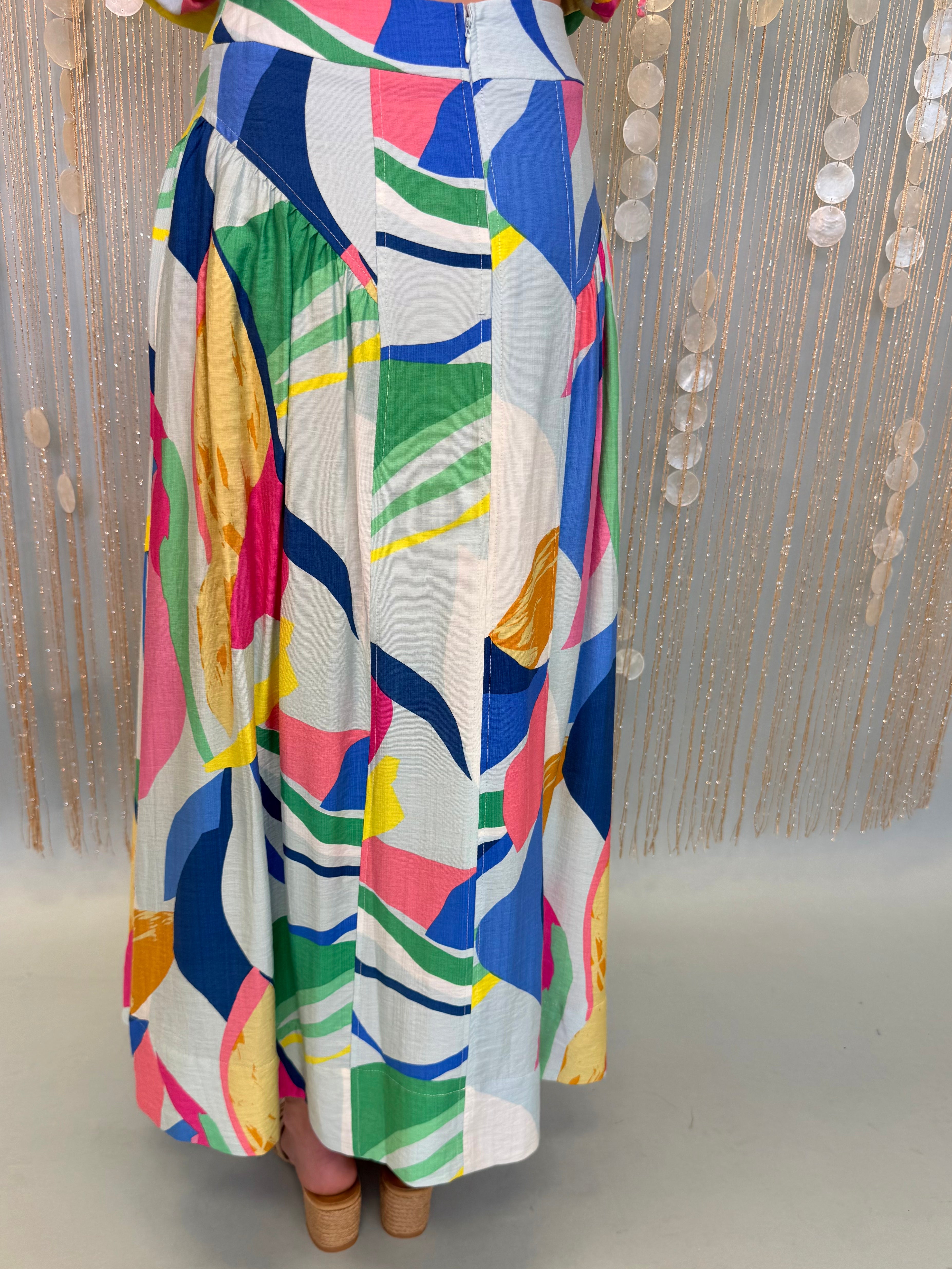Feeling Vacay Sky Mix Abstract Basque Skirt-Shop-Womens-Boutique-Clothing