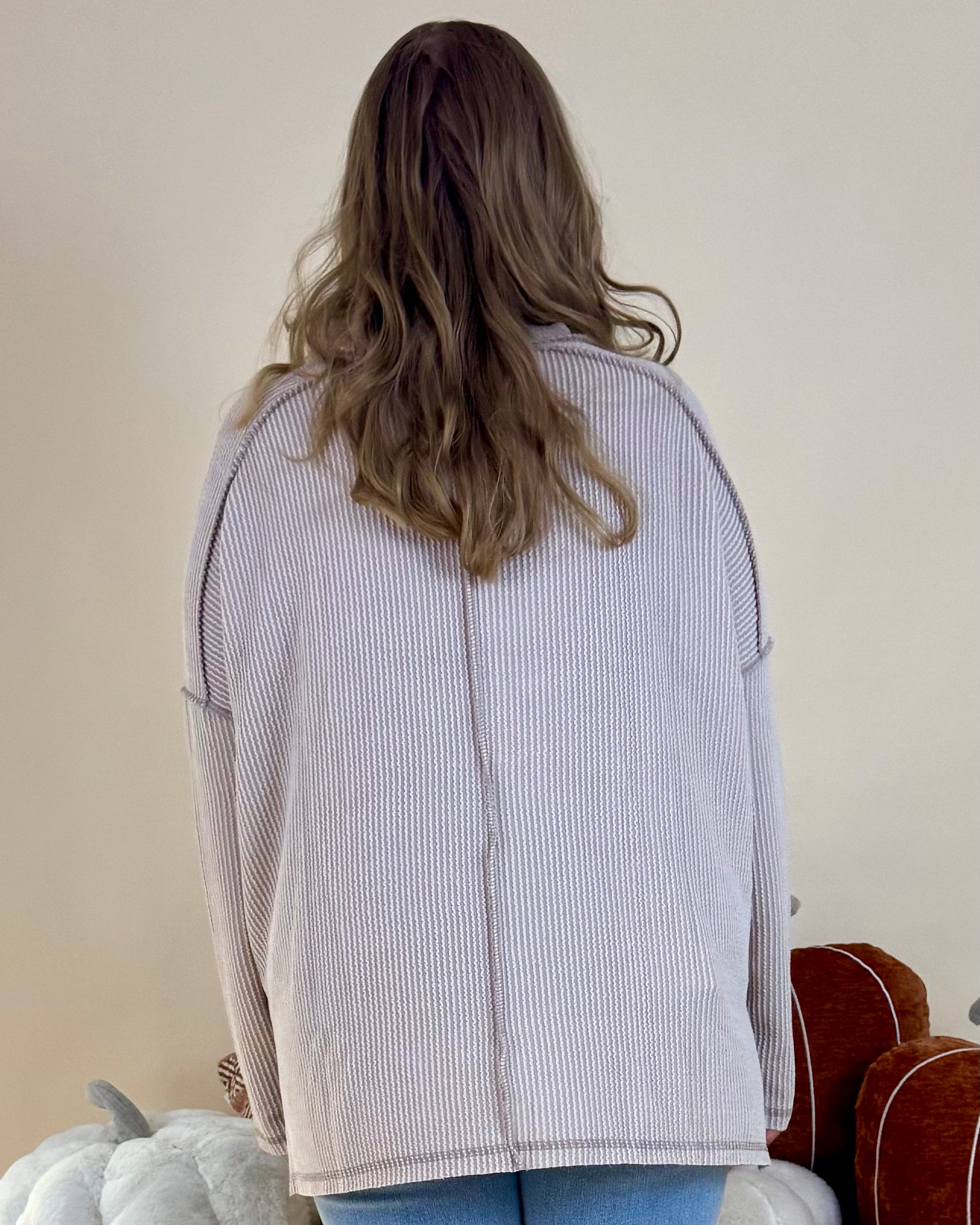 Relaxed Ash Mocha Plus Rib Raw Edge Top-Shop-Womens-Boutique-Clothing