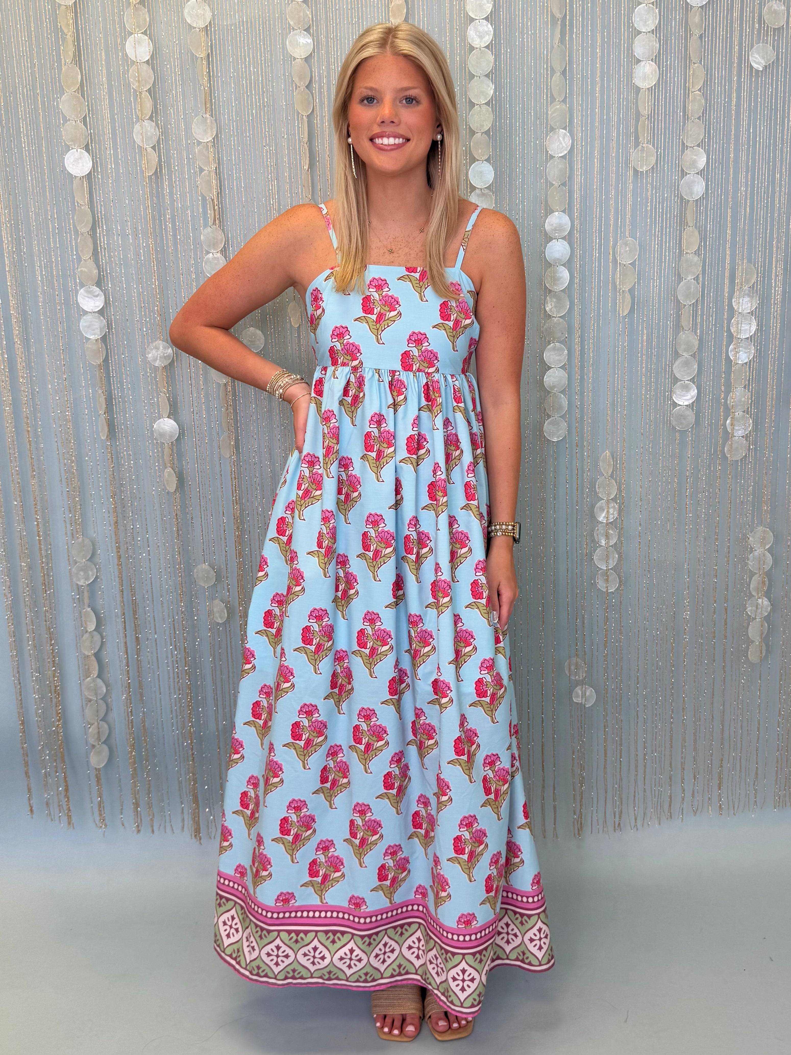Floral Frenzy Multi Floral Gathered Maxi Dress-Shop-Womens-Boutique-Clothing