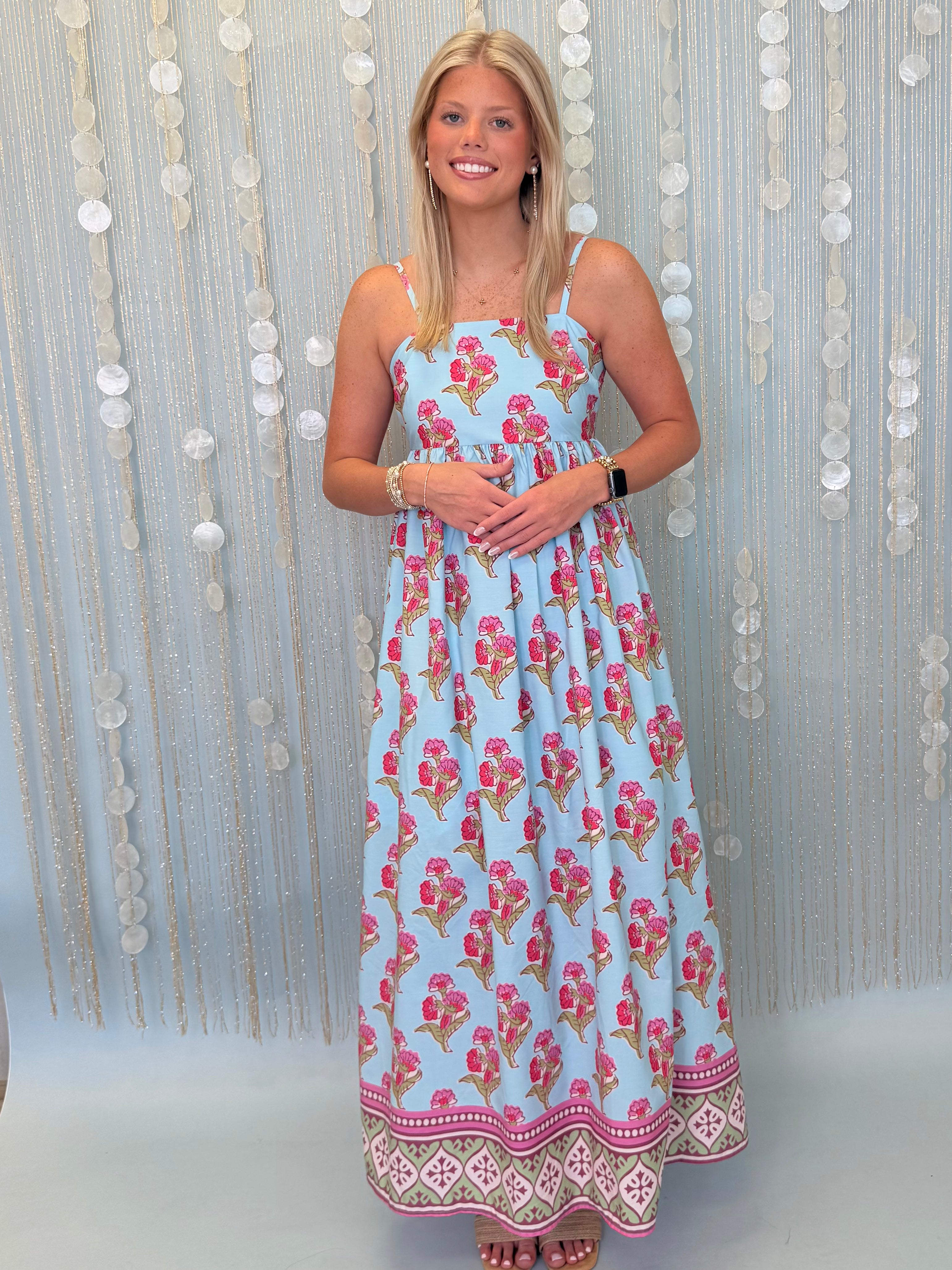 Floral Frenzy Multi Floral Gathered Maxi Dress-Shop-Womens-Boutique-Clothing