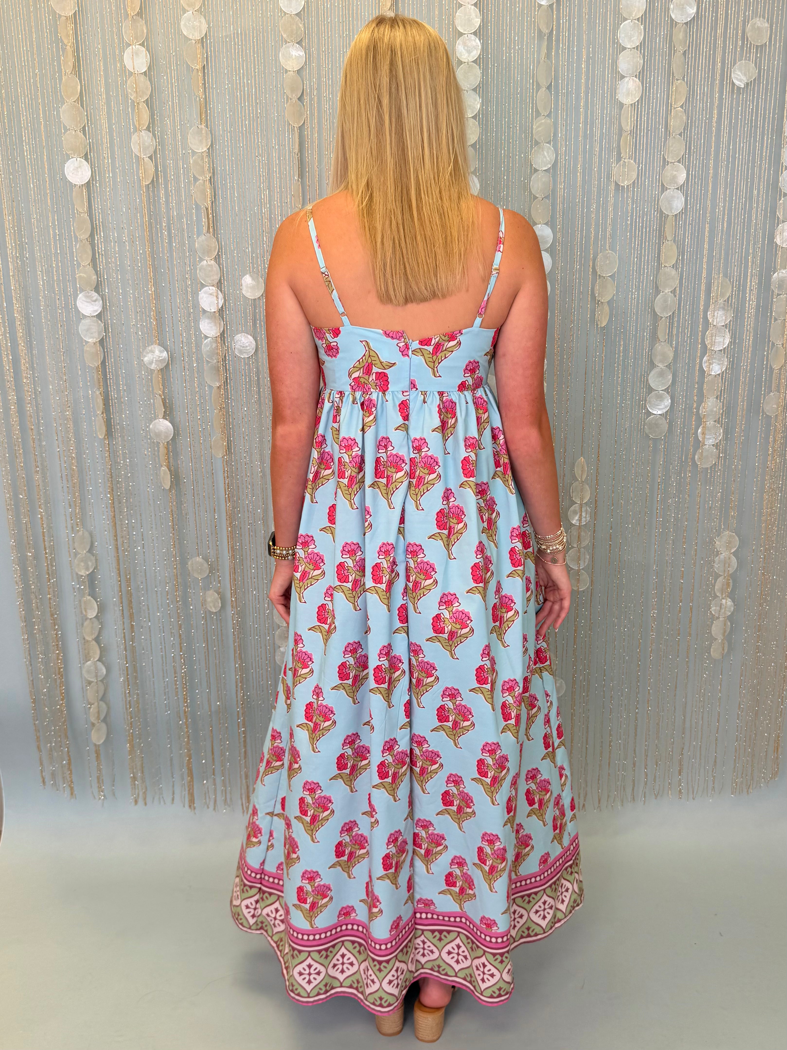 Floral Frenzy Multi Floral Gathered Maxi Dress-Shop-Womens-Boutique-Clothing