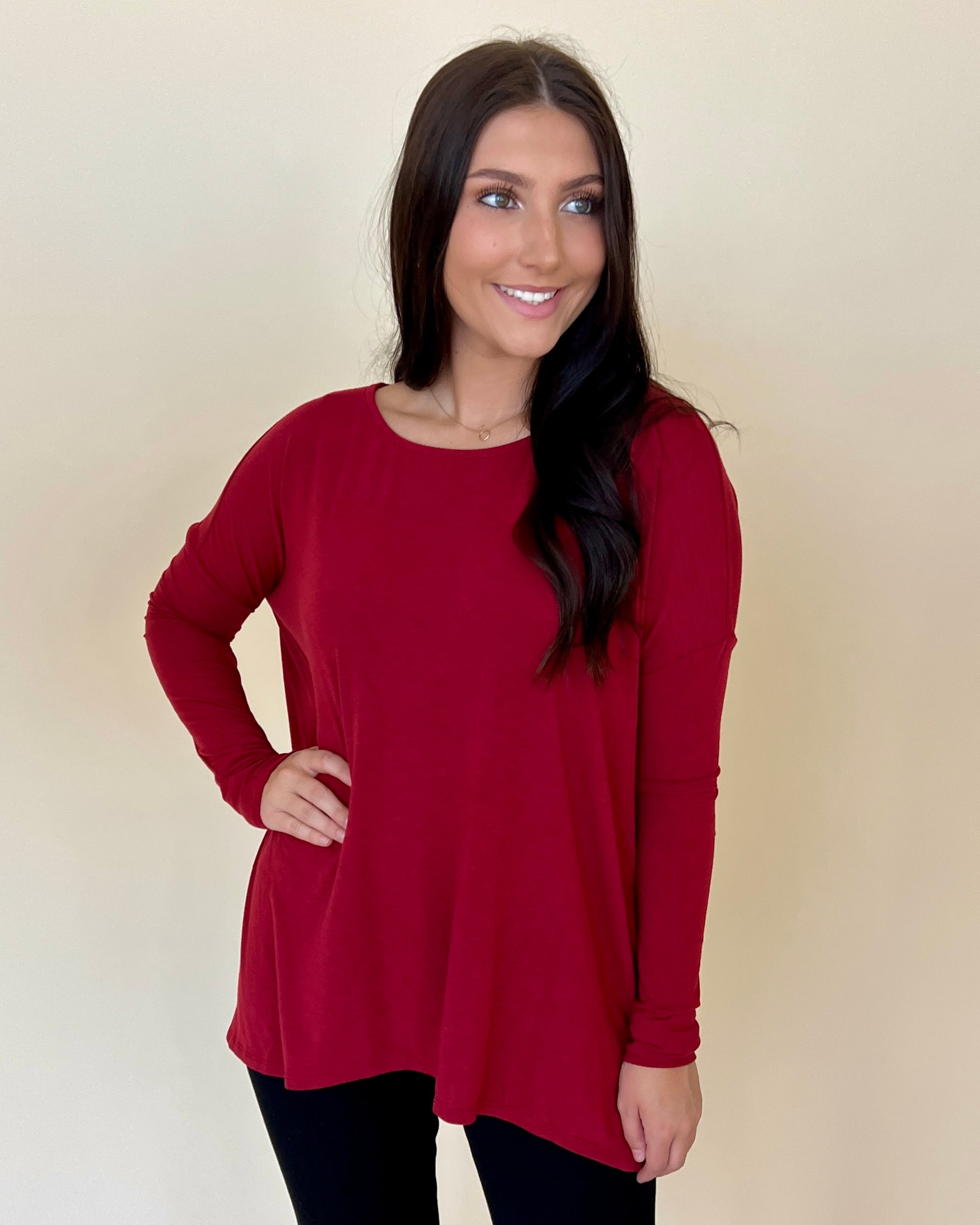 Trying Your Best Wine Round Neck Top-Shop-Womens-Boutique-Clothing