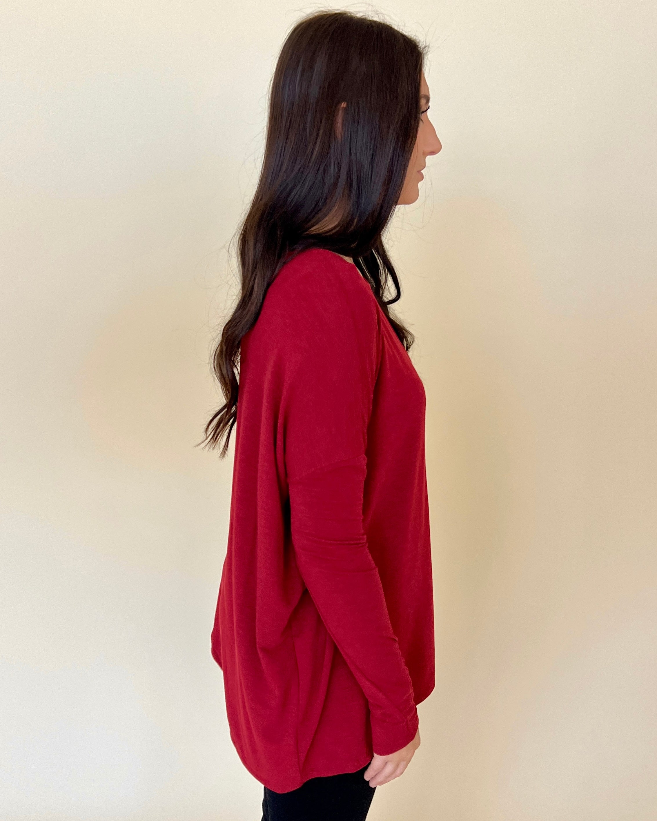 Trying Your Best Wine Round Neck Top-Shop-Womens-Boutique-Clothing