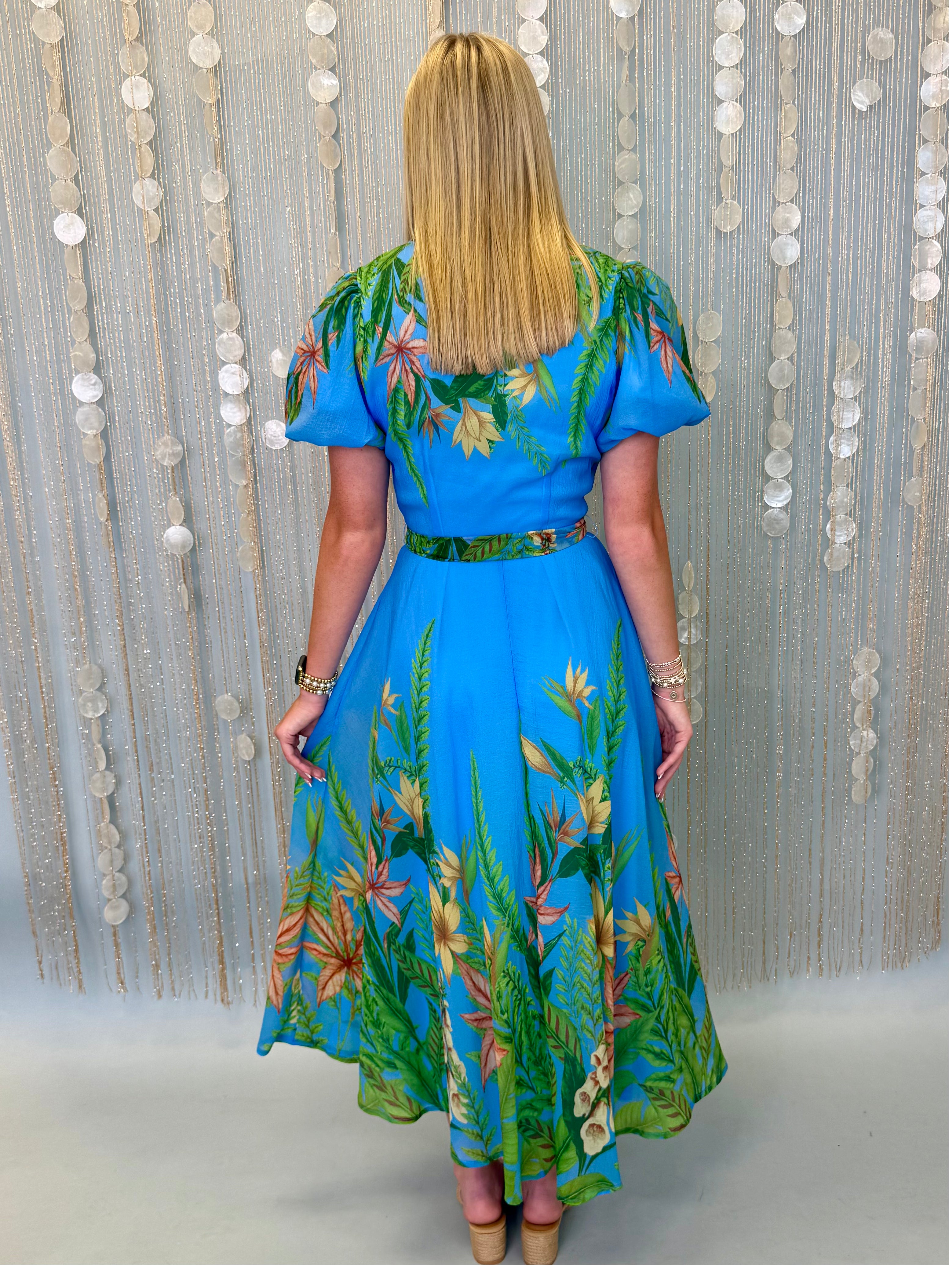 Daily Favorite Blue Floral Midi Dress-Shop-Womens-Boutique-Clothing