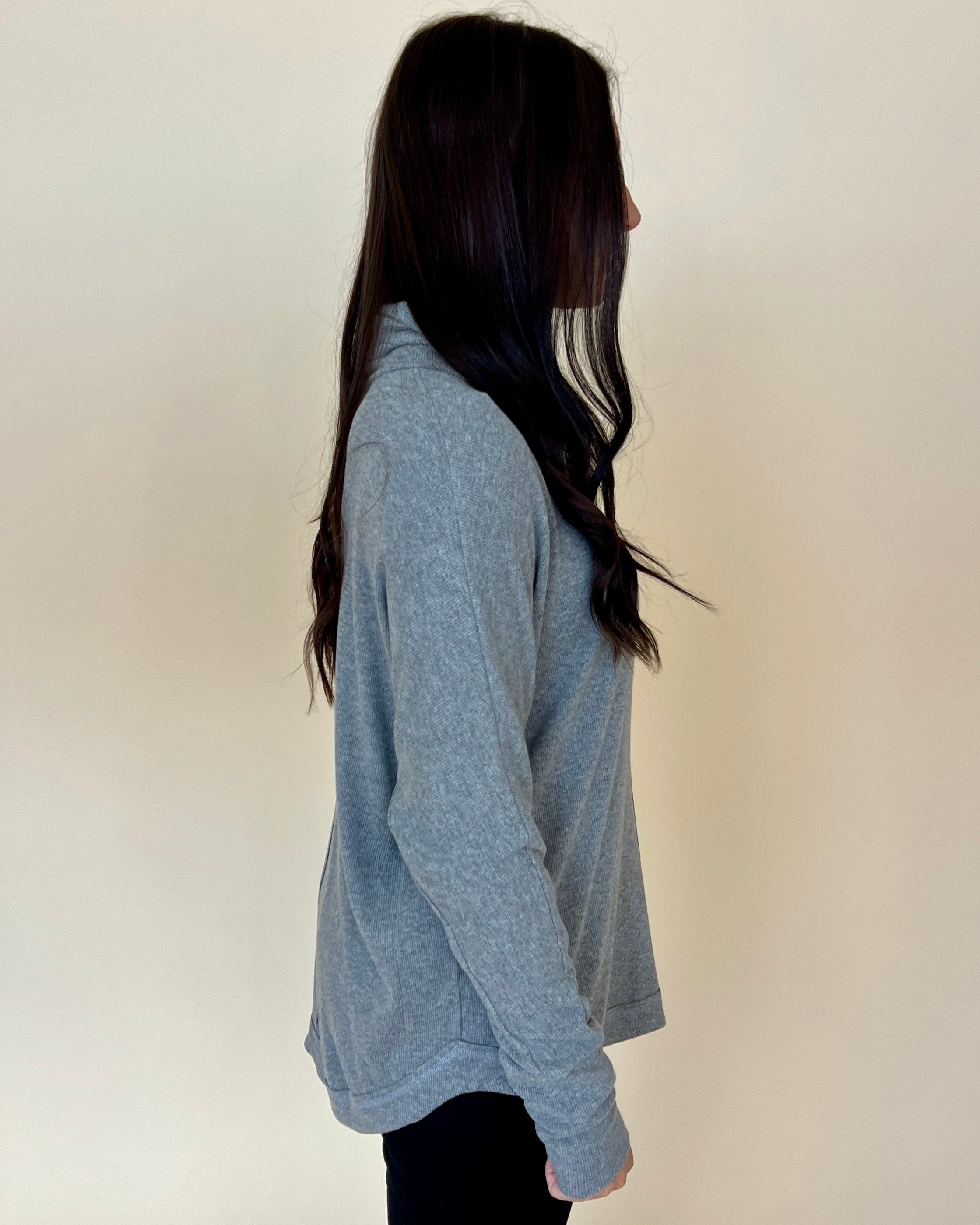 Need To Chill H Gray Ribbed Turtleneck Top-Shop-Womens-Boutique-Clothing