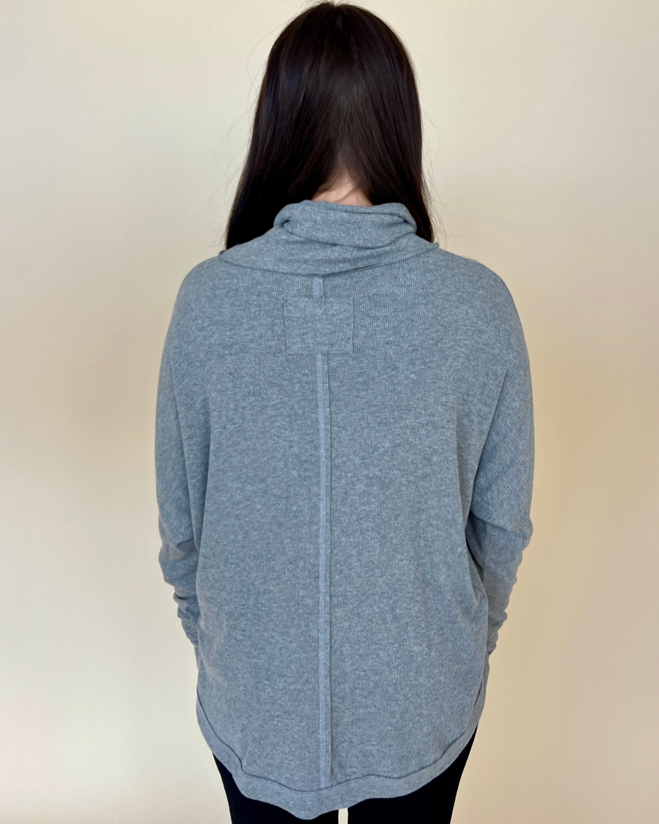 Need To Chill H Gray Ribbed Turtleneck Top-Shop-Womens-Boutique-Clothing