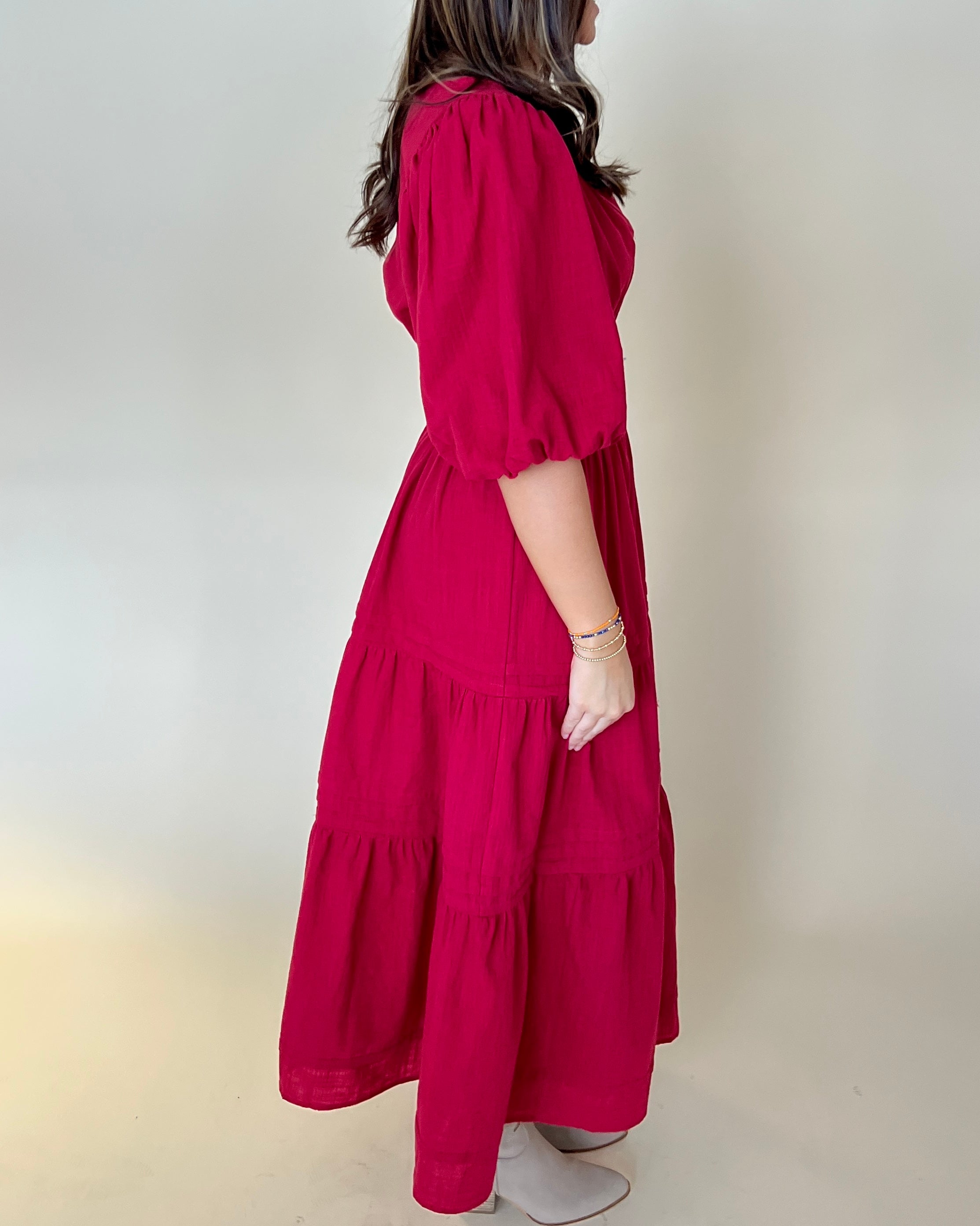 Complete Together Red Smocked Maxi Dress-Shop-Womens-Boutique-Clothing