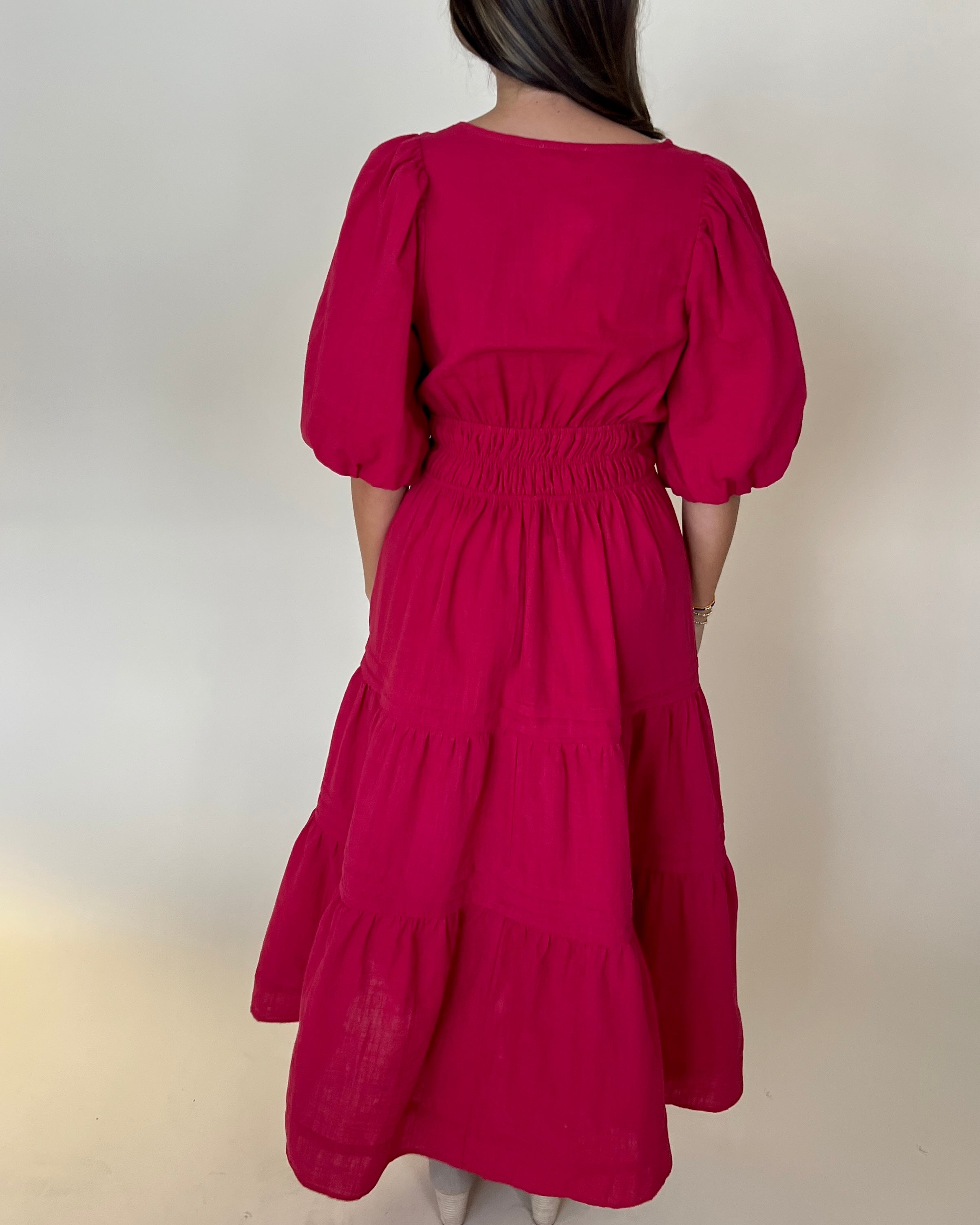 Complete Together Red Smocked Maxi Dress-Shop-Womens-Boutique-Clothing